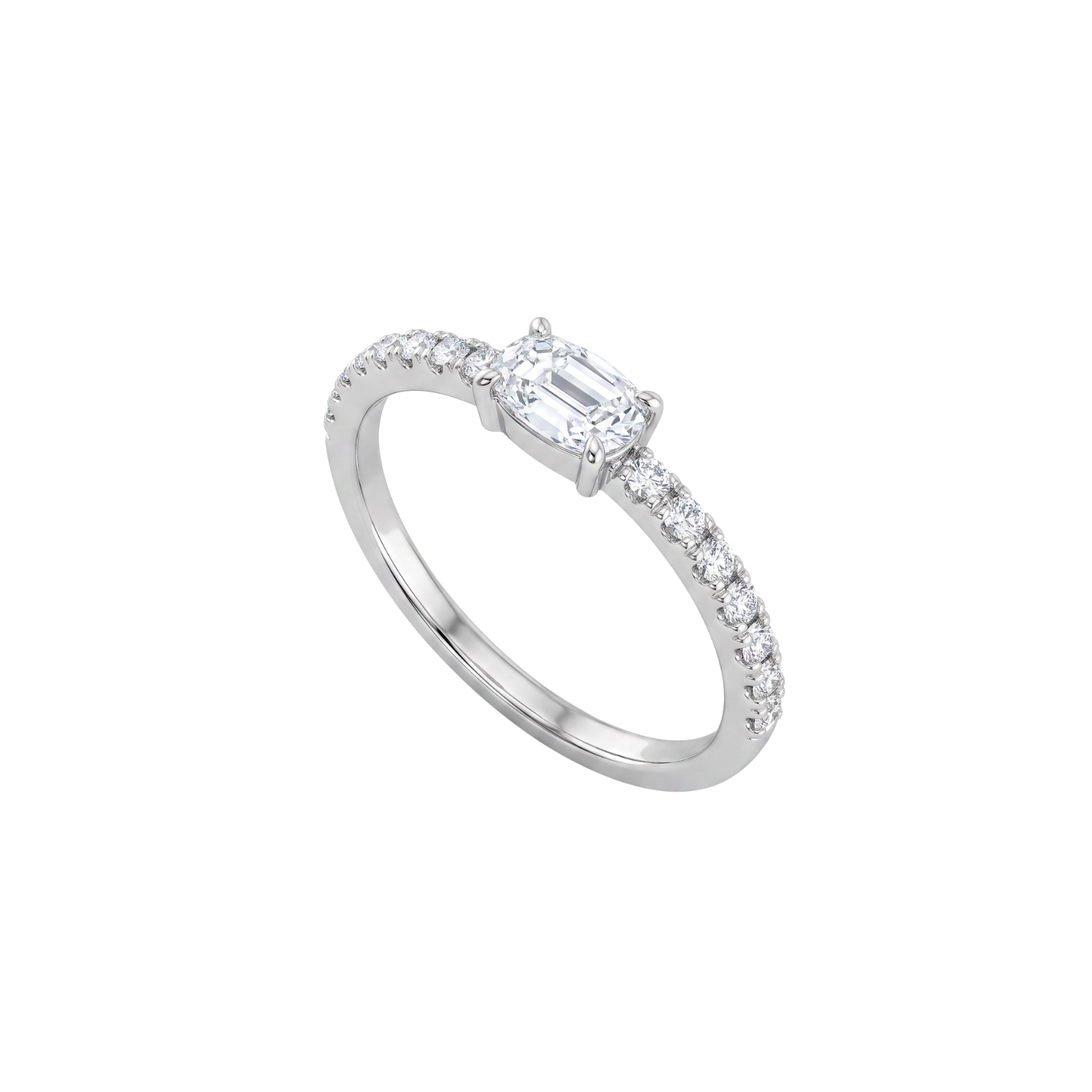 Anillo de Plata Esterlina 925 Circon Oval Central Medio Riel-1