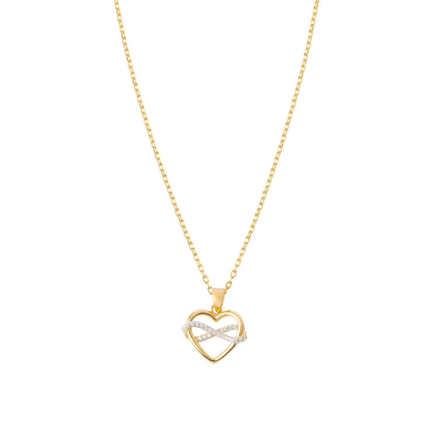 Colgante de Oro 14kt Corazón Circonitas Entrelazados-2