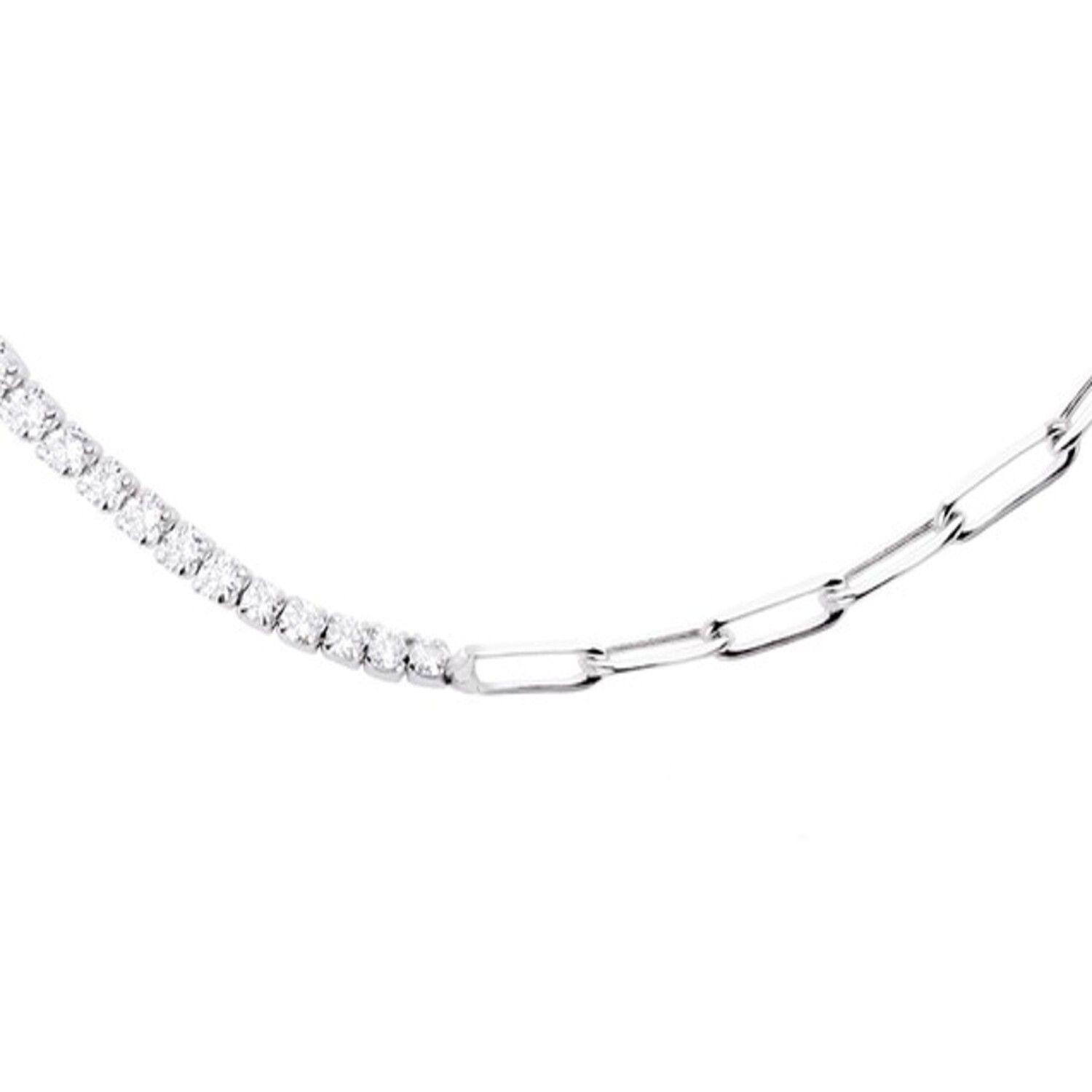 Pulsera de Plata Esterlina 925 Medio Riel Circonitas-2