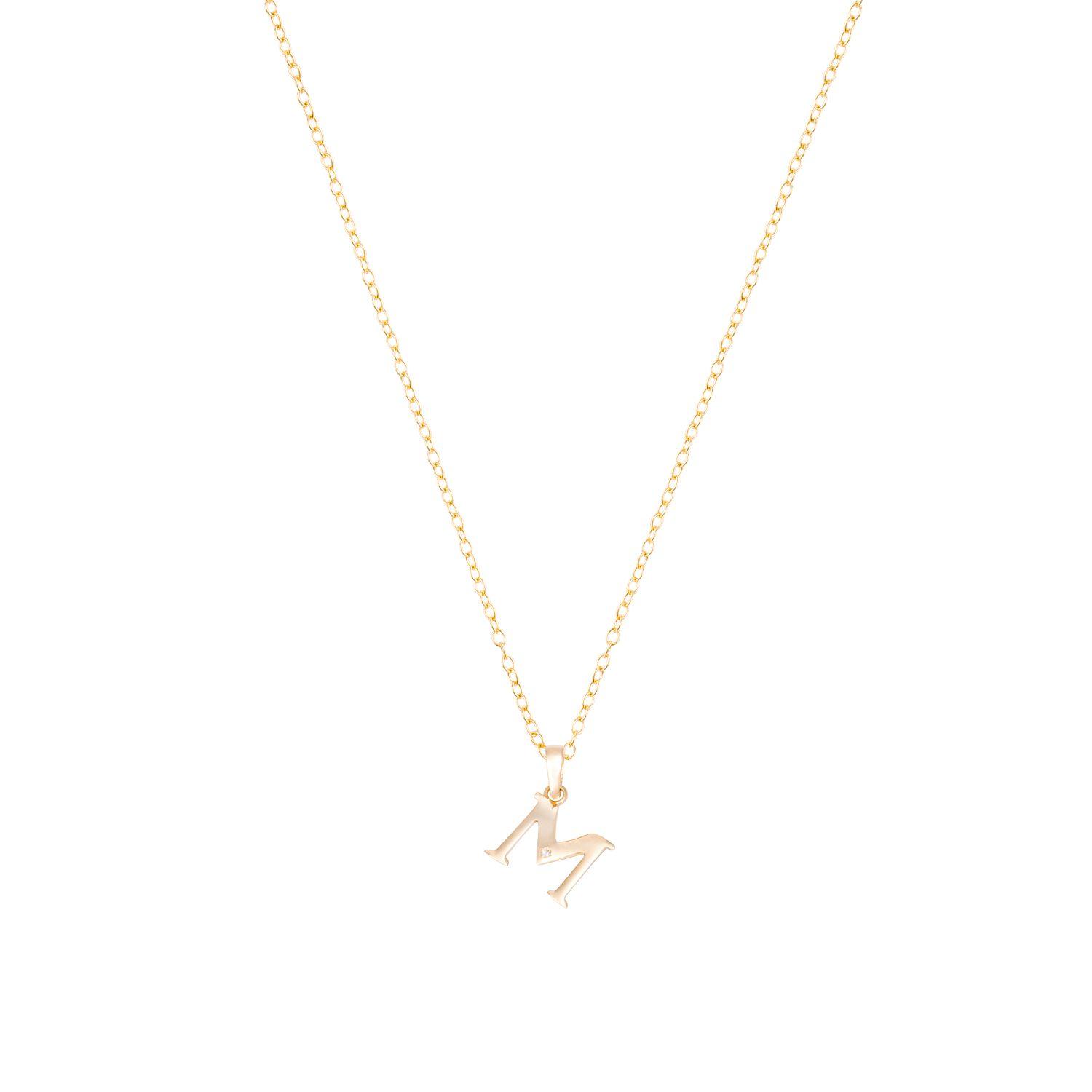Collar de Oro de 18kt Circonitas letra M-2