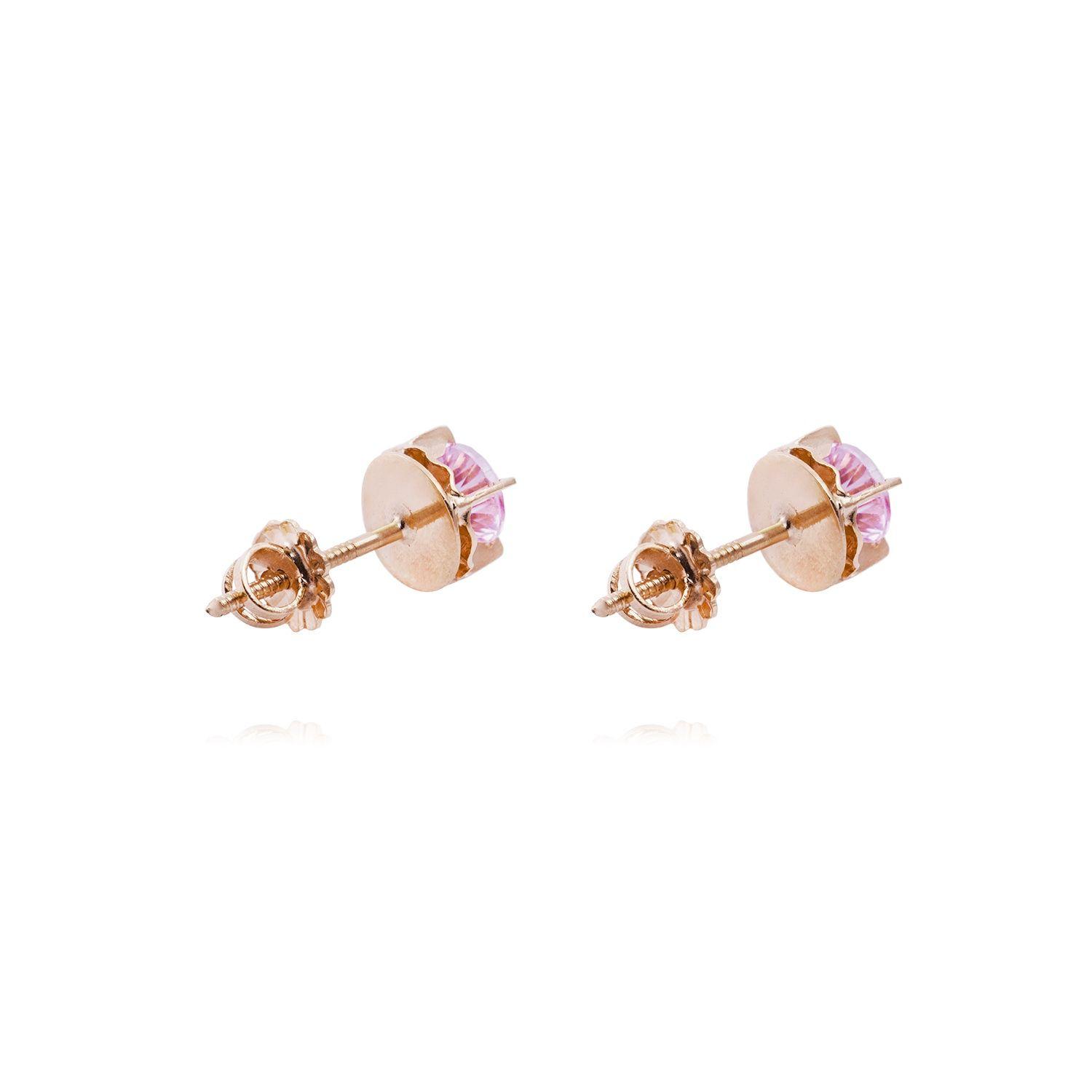 Aros Oro Miel 18kt Chatón Rosa de Francia 5mm-2