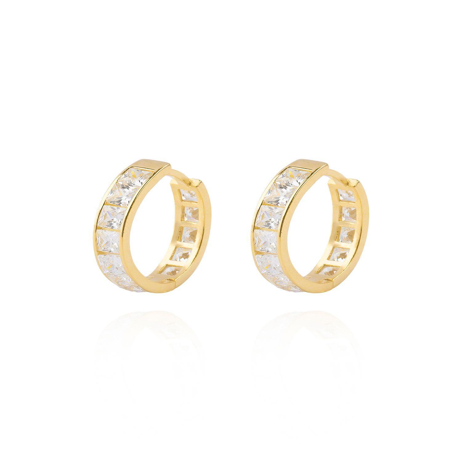 Aros de Plata Esterlina 925 Argollas Prince Revestido en Oro 18kt-2