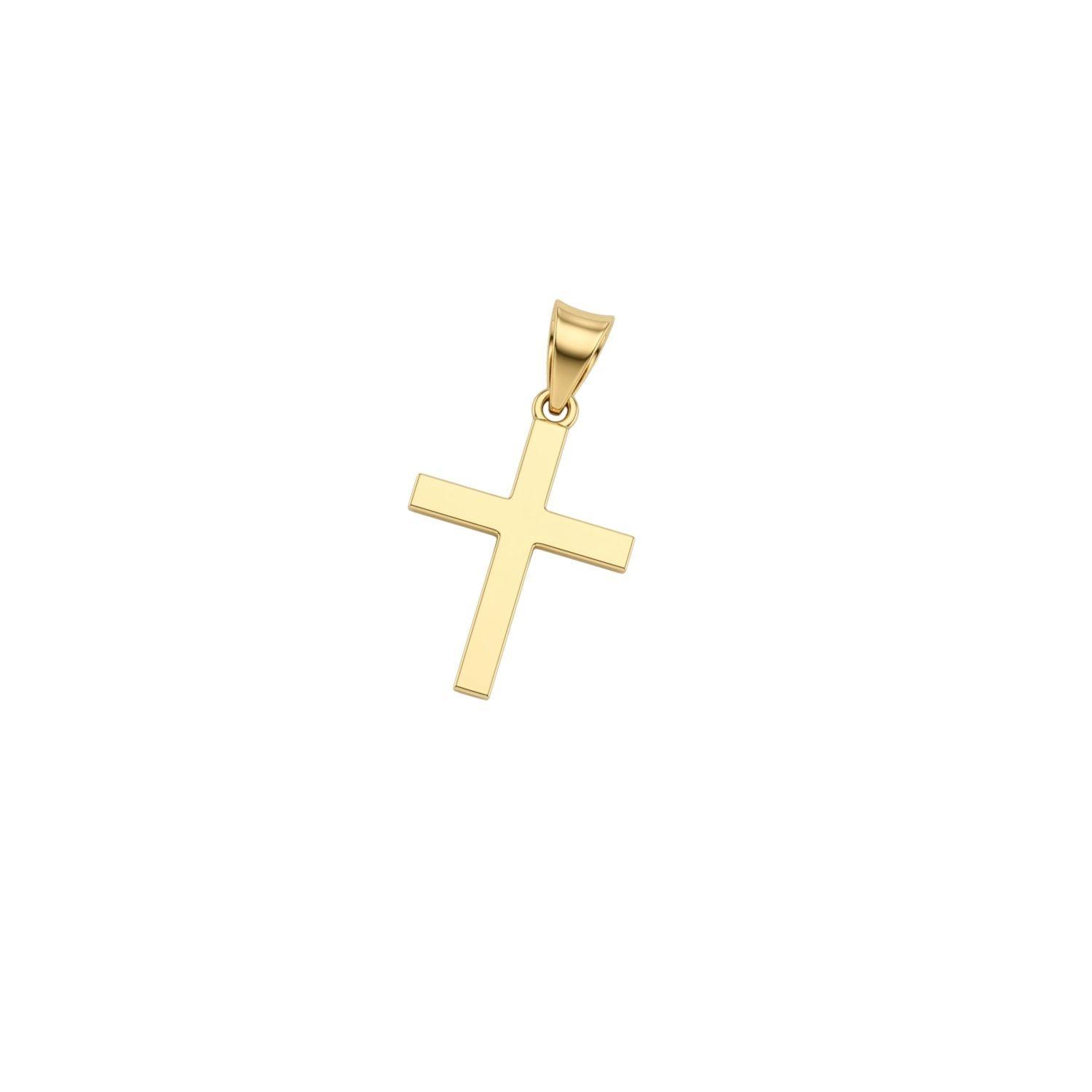 Colgante de Oro Miel 18kt Cruz Plana Pequeñ-0