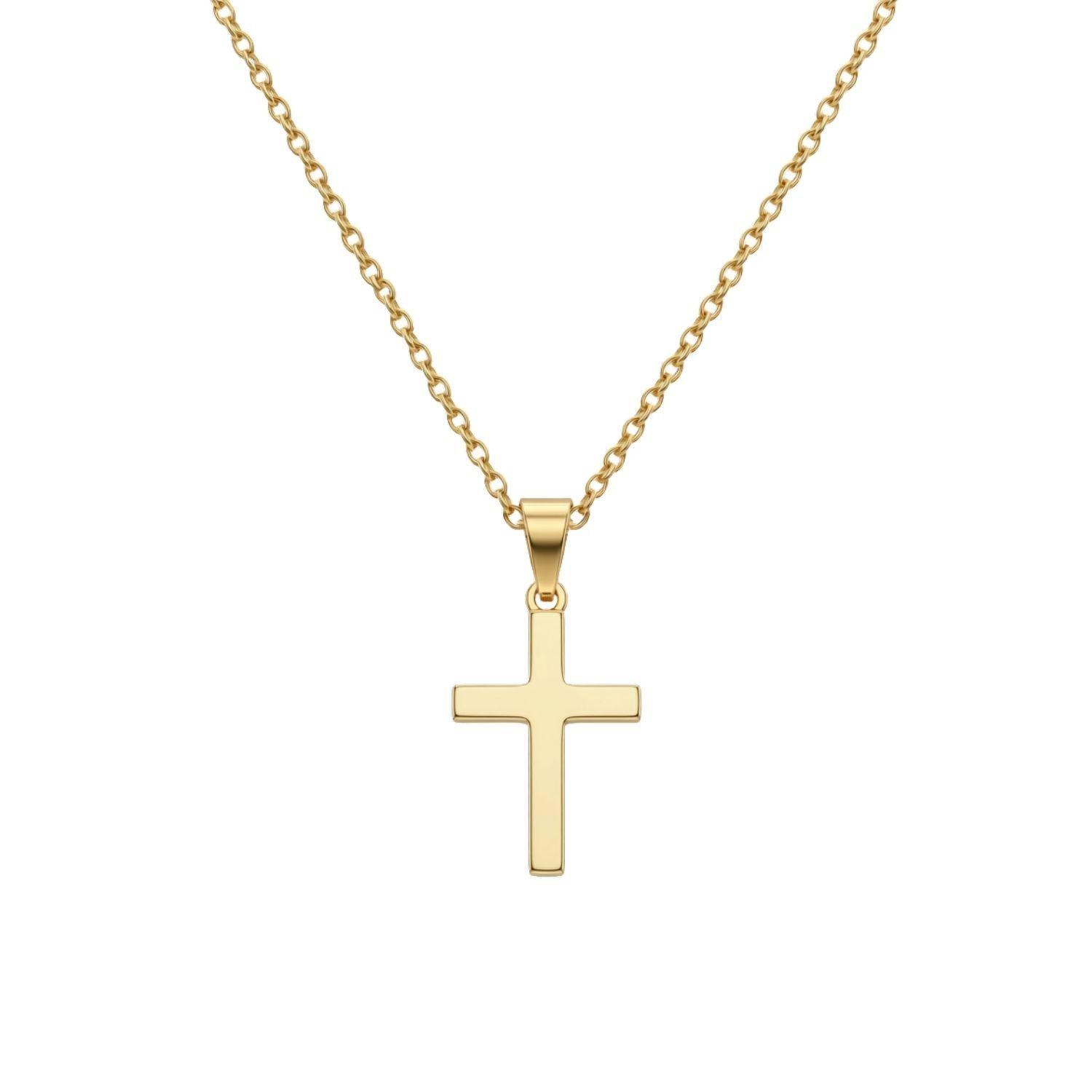 Colgante de Oro Miel 18kt Cruz Plana Pequeñ-2