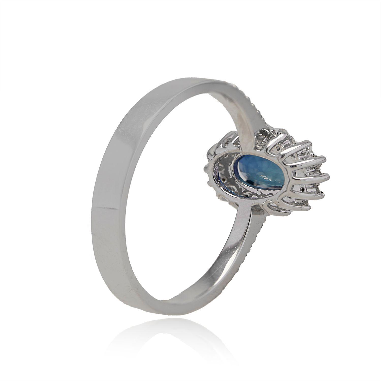 Anillo Compromiso Oro Blanco 18kt Diamantes 19 Pts y 48Pts Zafiro-2
