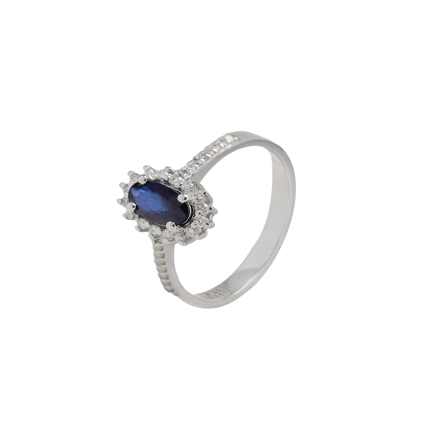 Anillo Compromiso Oro Blanco 18kt Diamantes 19 Pts y 48Pts Zafiro-0
