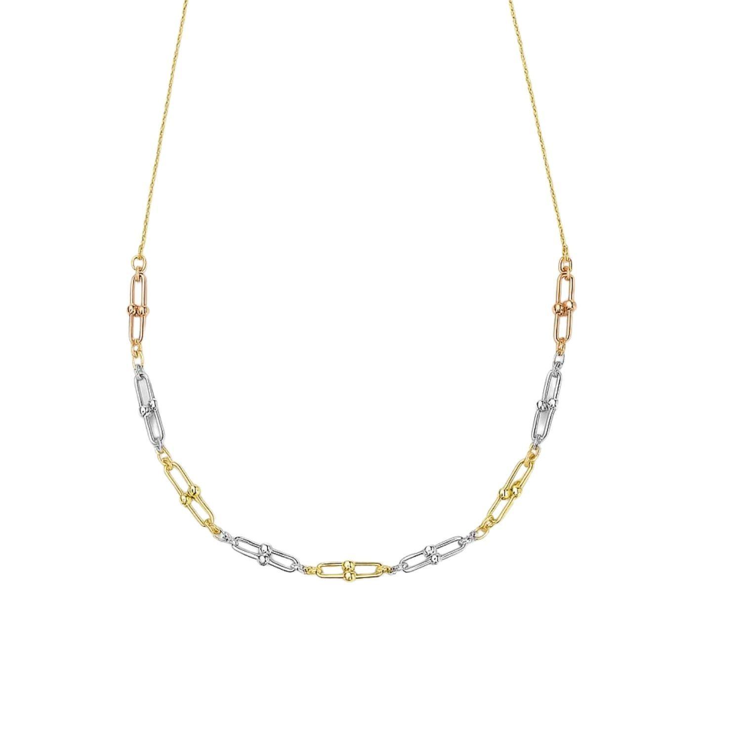 Collar Oro Amarillo 18kt Candados Tricolor-2