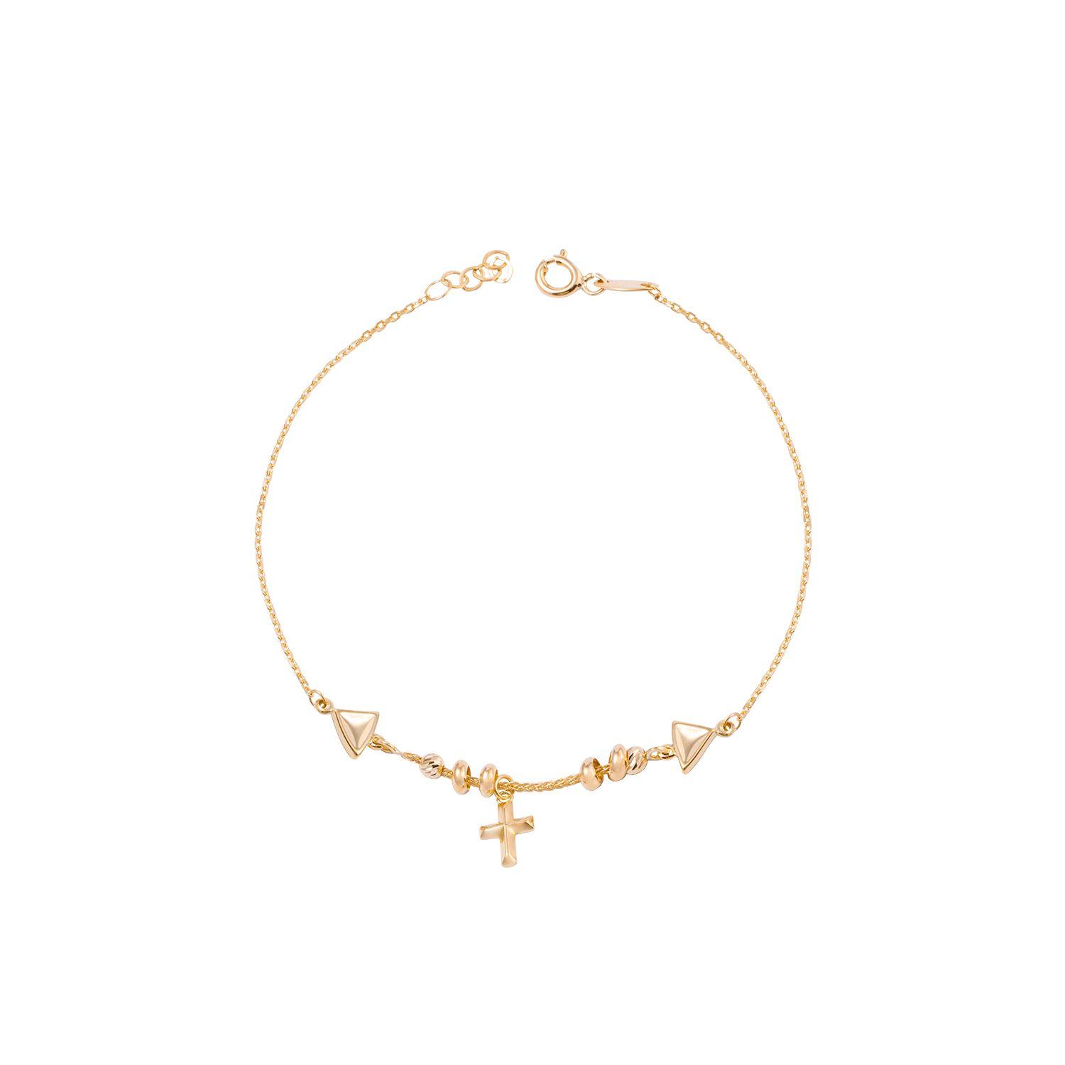 Pulsera de Oro 18kt Cruz Central-2