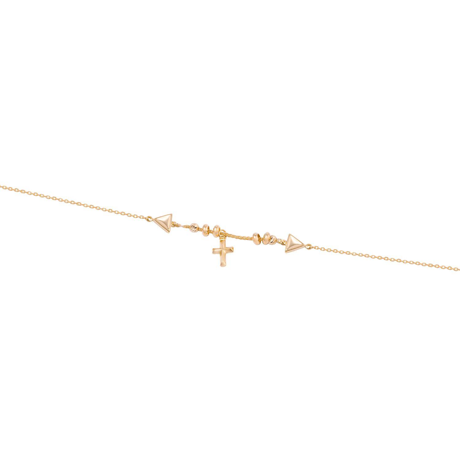 Pulsera de Oro 18kt Cruz Central-2