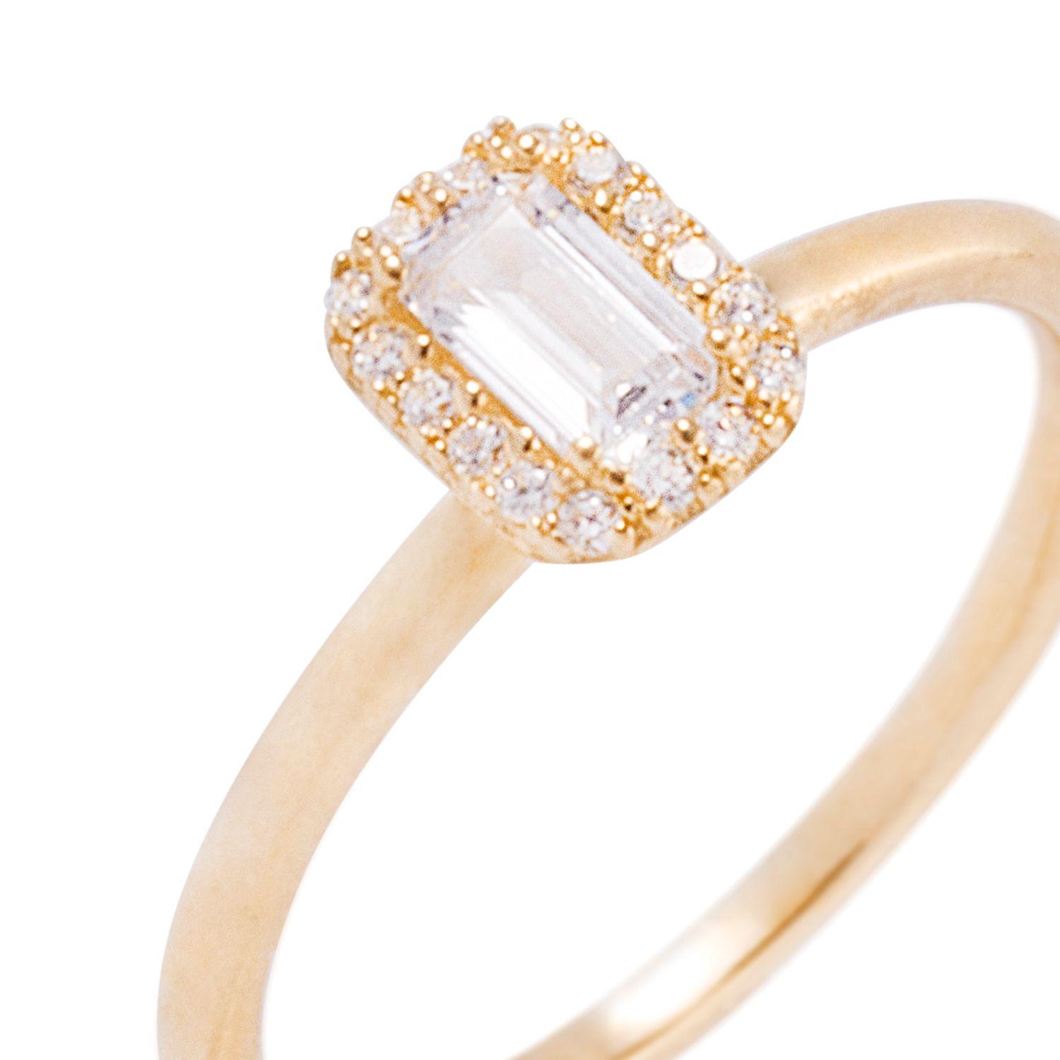 Anillo Compromiso de Oro 18Kt Circón cuadrado-1