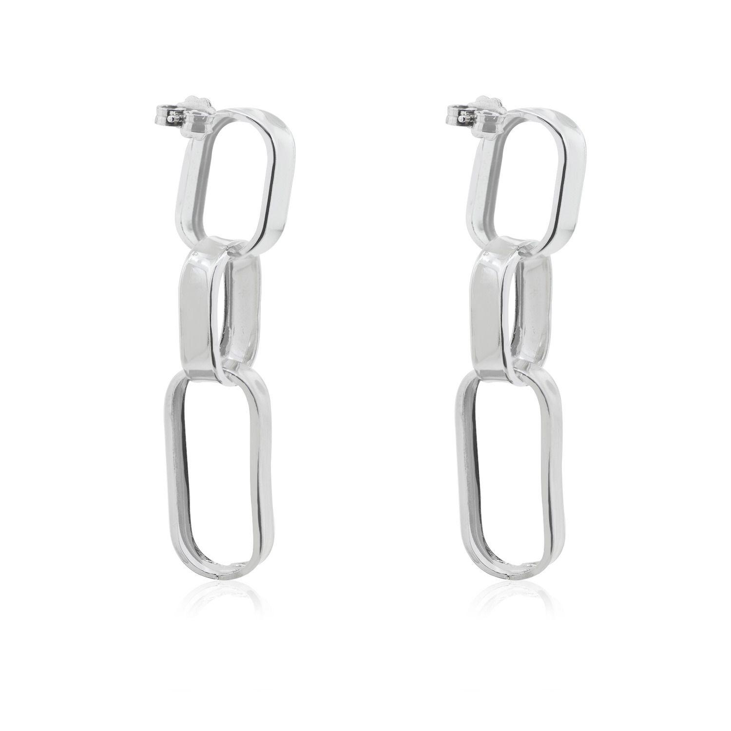 Aros de Plata Esterlina 925 Tres Eslabones-2