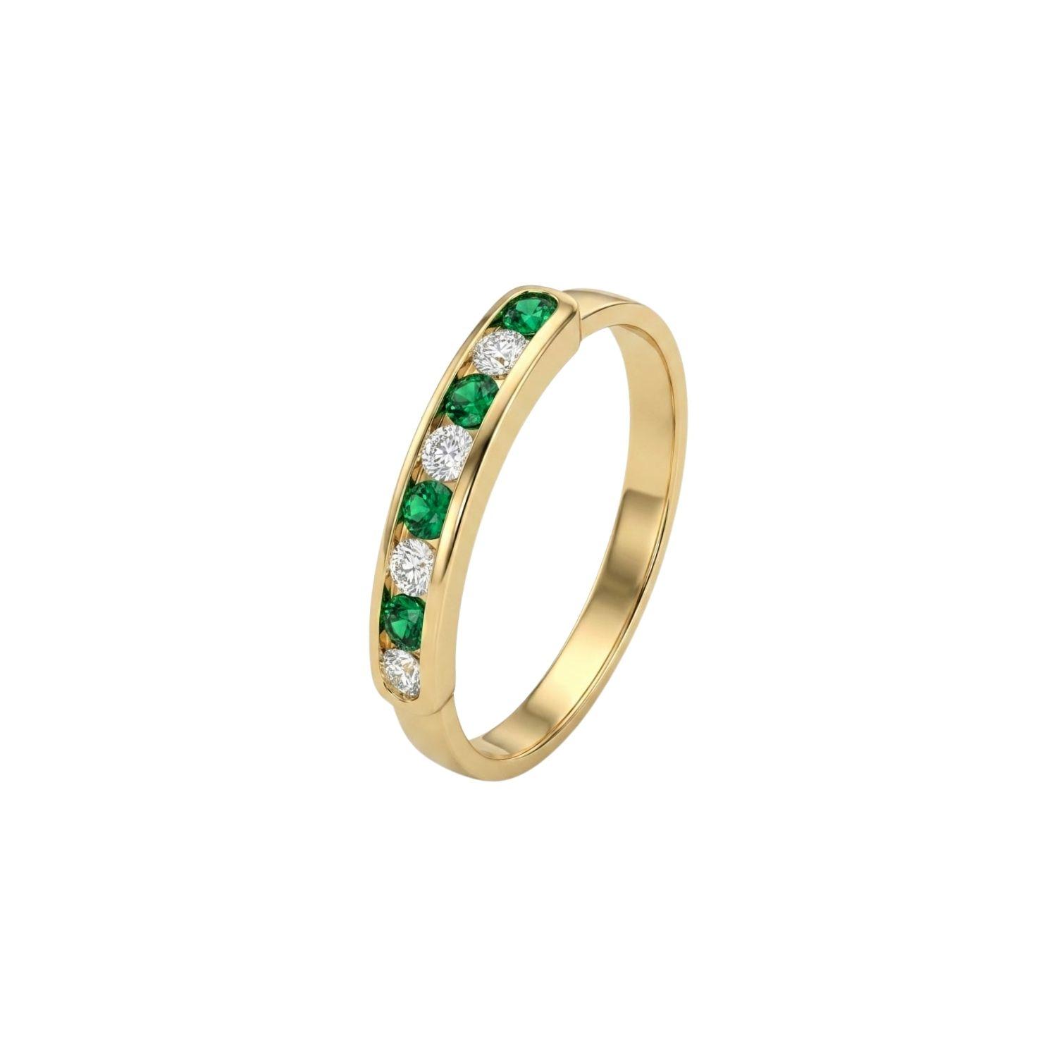 Anillo Oro Miel 18kt Armonía con Esmeraldinas y Circonitas-0