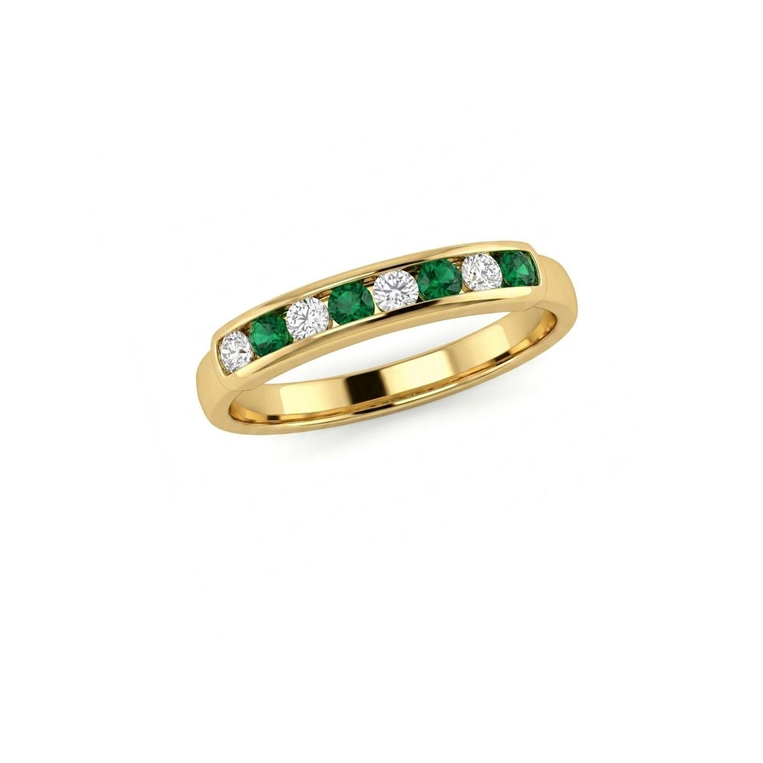 Anillo Oro Miel 18kt Armonía con Esmeraldinas y Circonitas-1