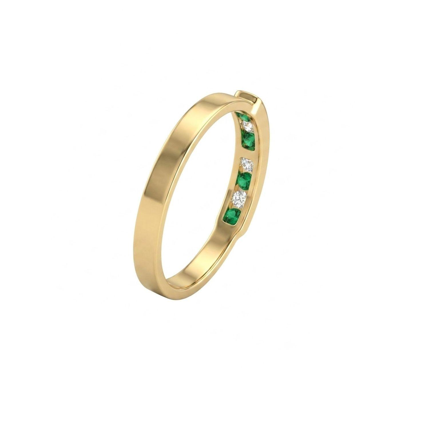 Anillo Oro Miel 18kt Armonía con Esmeraldinas y Circonitas-2