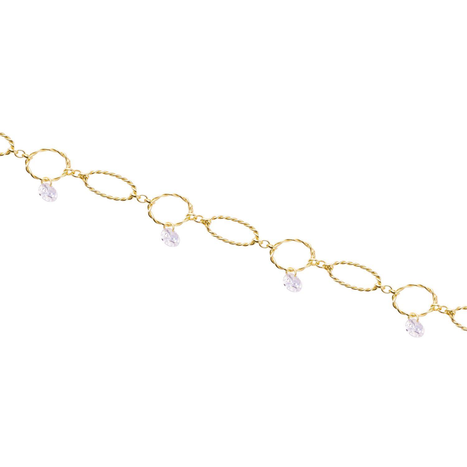 Pulsera Plata Esterlina 925 Óvalos Circonita Revestido en Oro 18kt-0