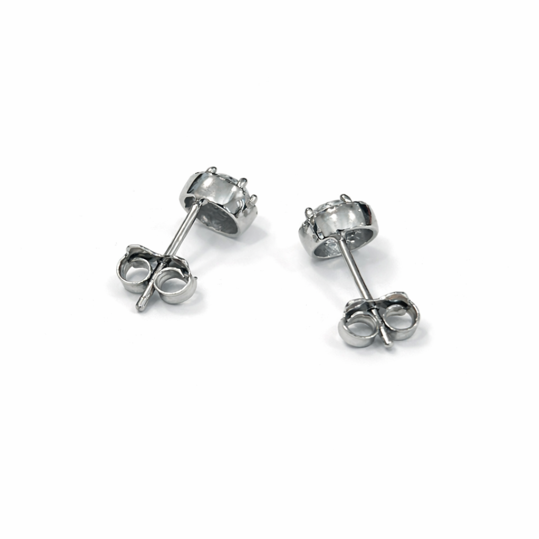 Aros Oro Blanco 18kt Circonita Botón-2