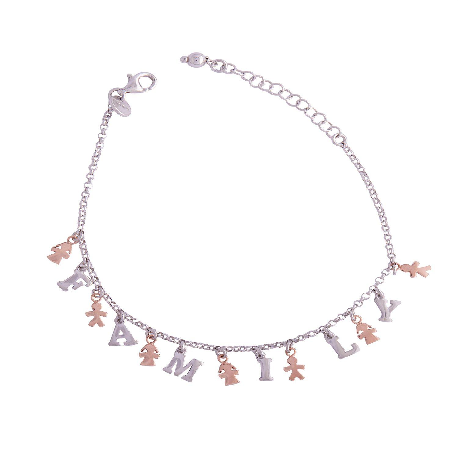 Pulsera de Plata Esterlina 925 Letras Familia-2