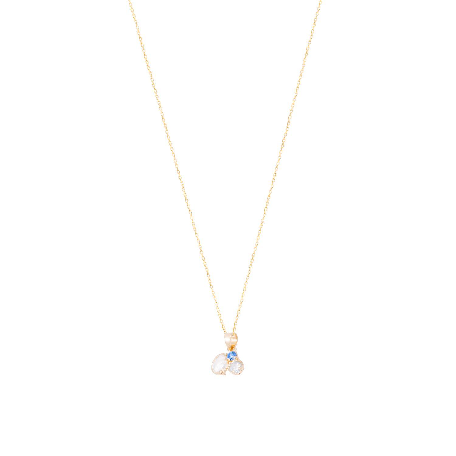 Colgante Oro Amarillo 18kt Circonita Azul y Piedras Translúcidas-2