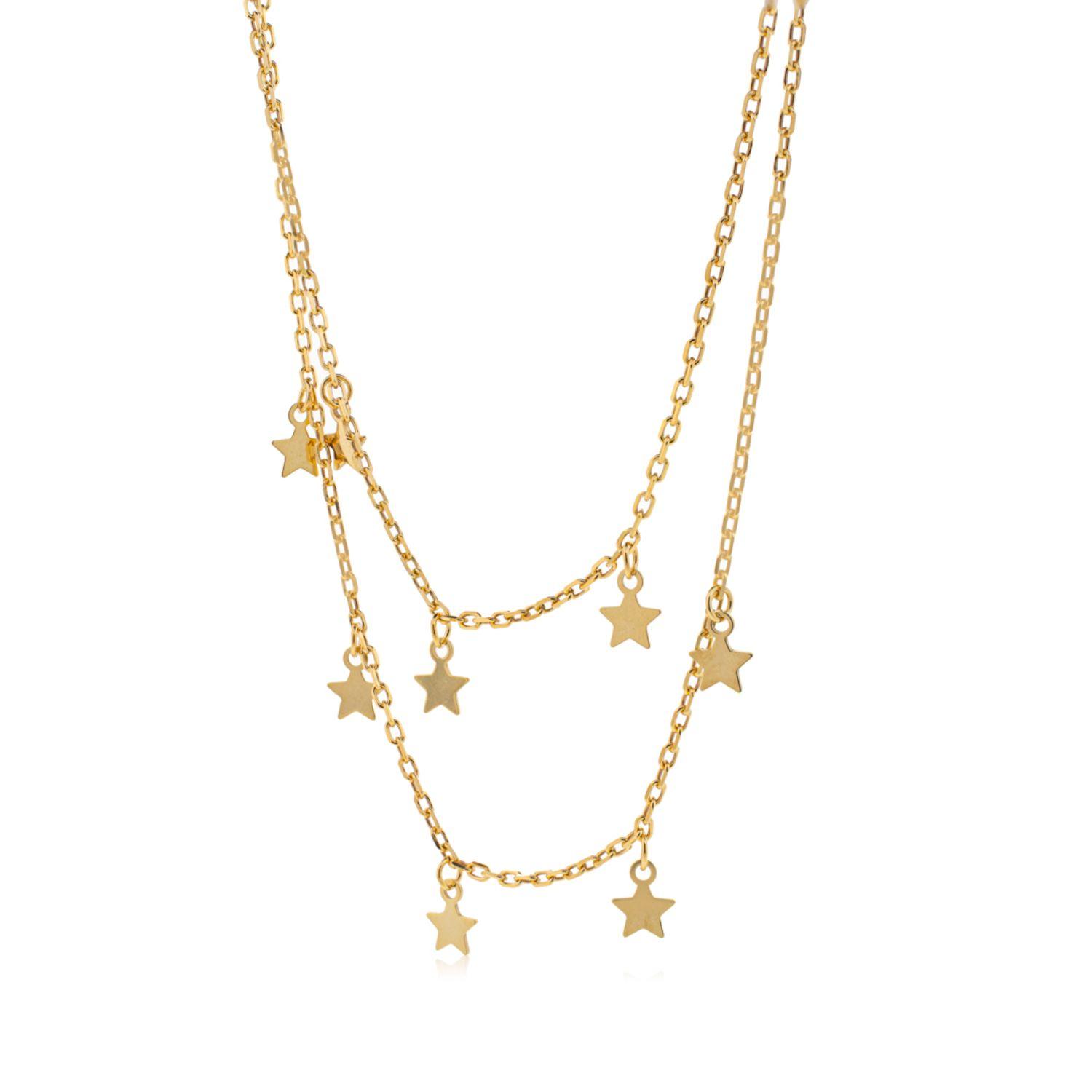 Collar de Plata Esterlina 925 Estrellas Revestido en Oro 18kt-2