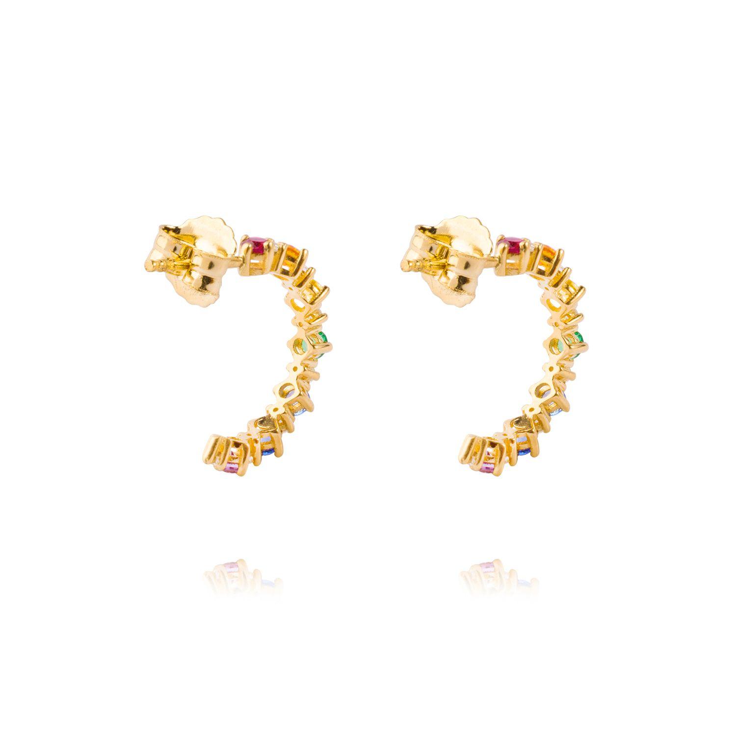 Aros de Oro 18kt Modelo Topacio 1/2 Argollas Colores-2