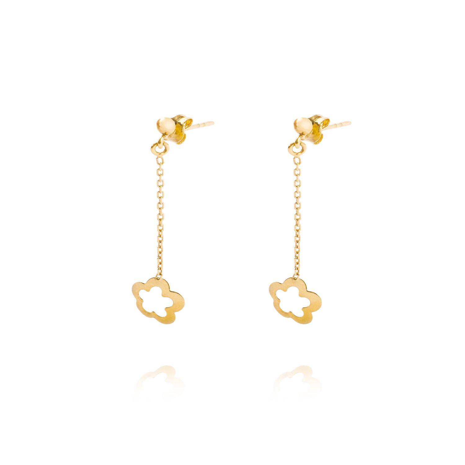 Aros de Oro 18kt Flor de Colgante-0