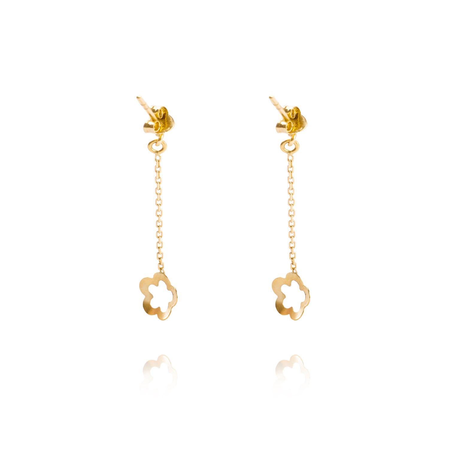 Aros de Oro 18kt Flor de Colgante-1