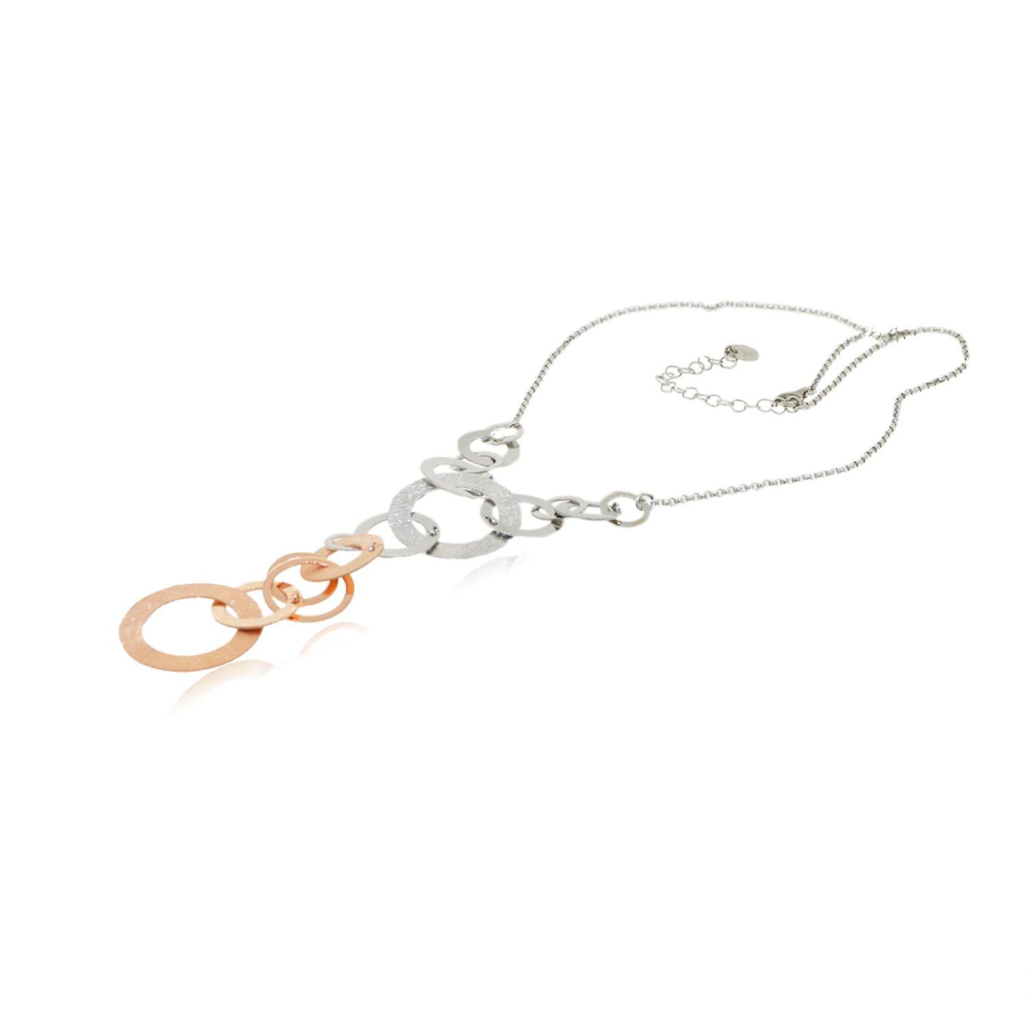Collar de Plata Esterlina 925 Argollas Bicolor-2