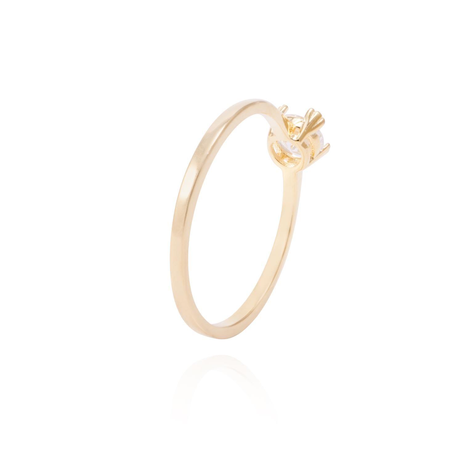 Anillo Revestido en Oro 18kt Solitario con Grifas Circon-2