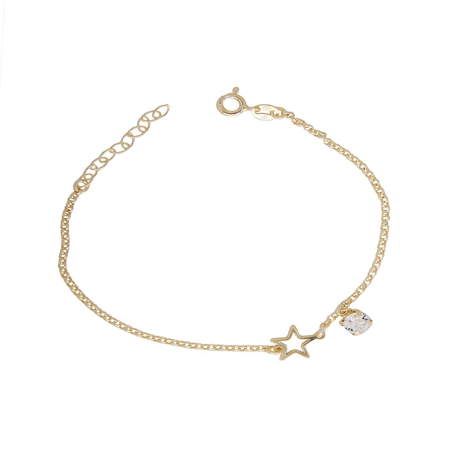 Pulsera Plata Esterlina 925 Estrella Revestido Oro 18kt-2