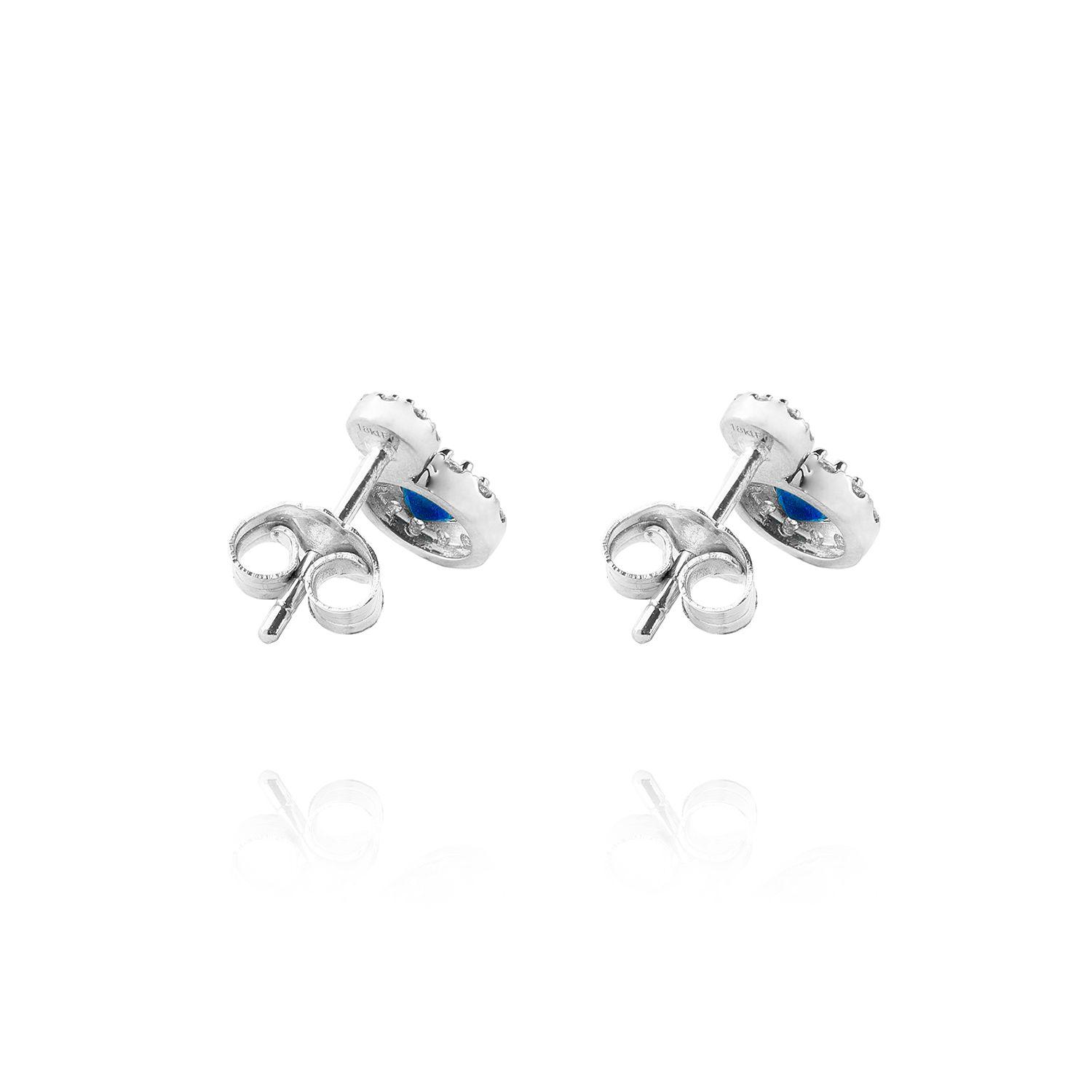 Aros de Oro Blanco 18kt Diamantes de 21Pts y  47 Pts Zafiro-2