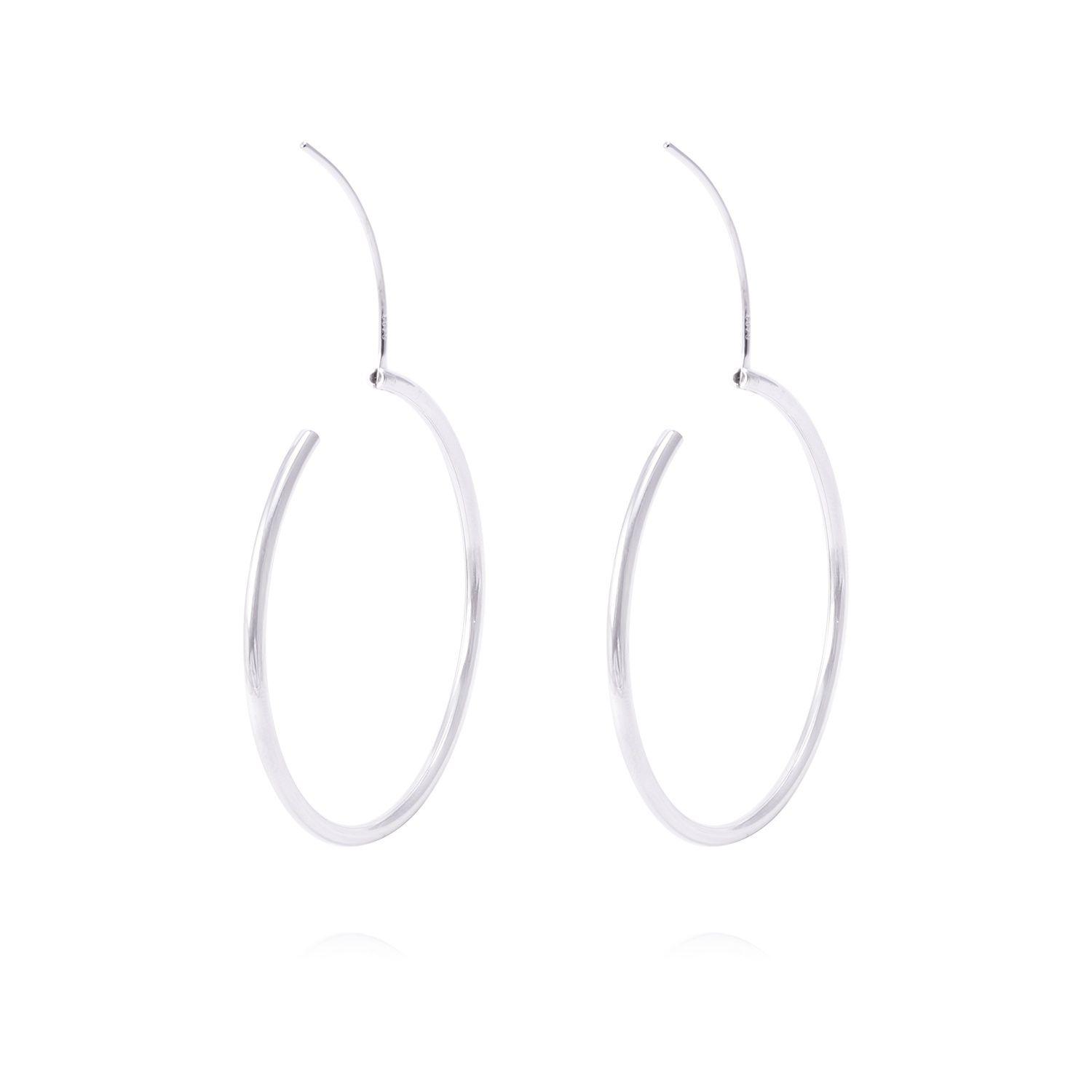 Aros de Plata Esterlina Argollas Grandes Lisas-2