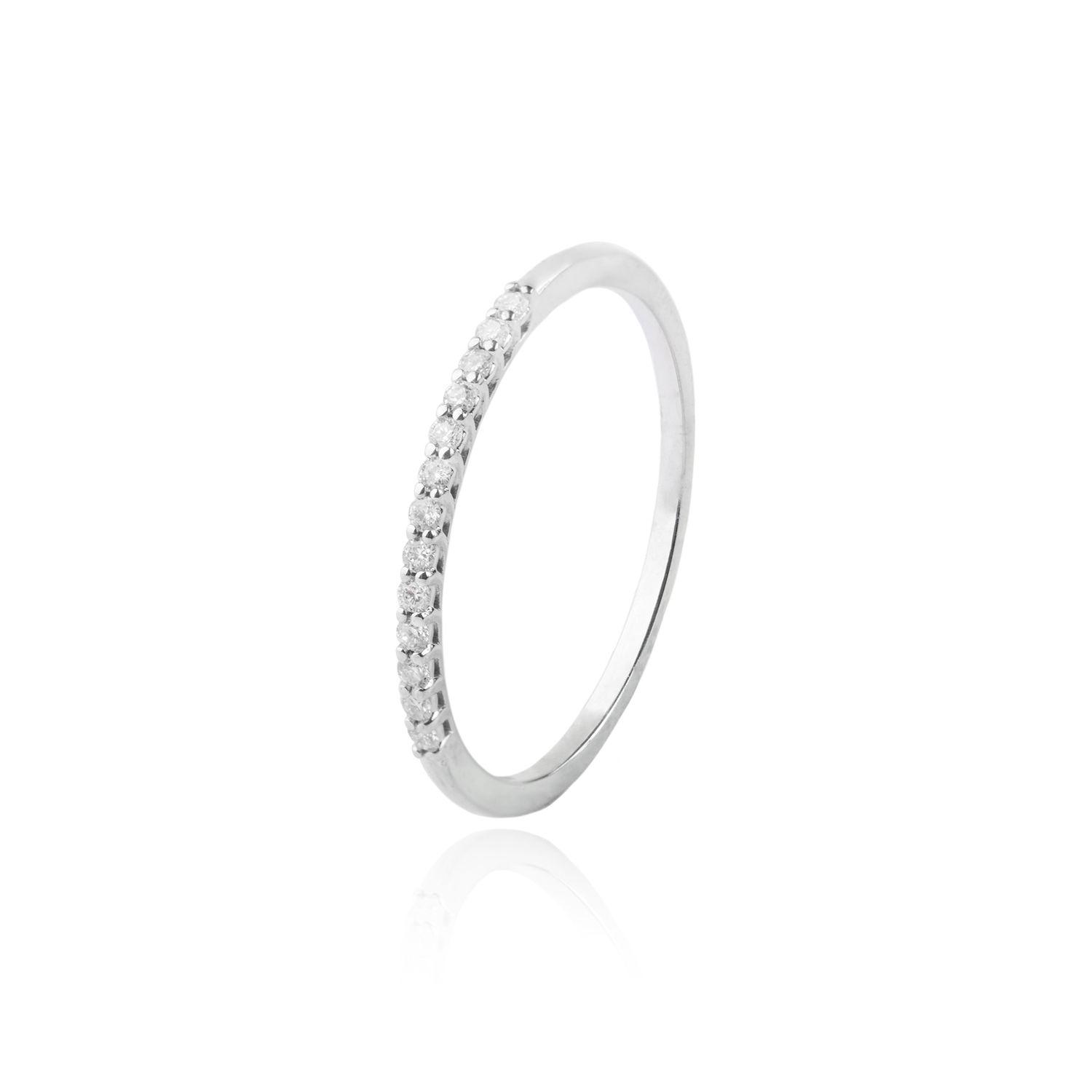 Anillo Oro Blanco 18kt Diamantes 12Pts Medio Cintillo-0