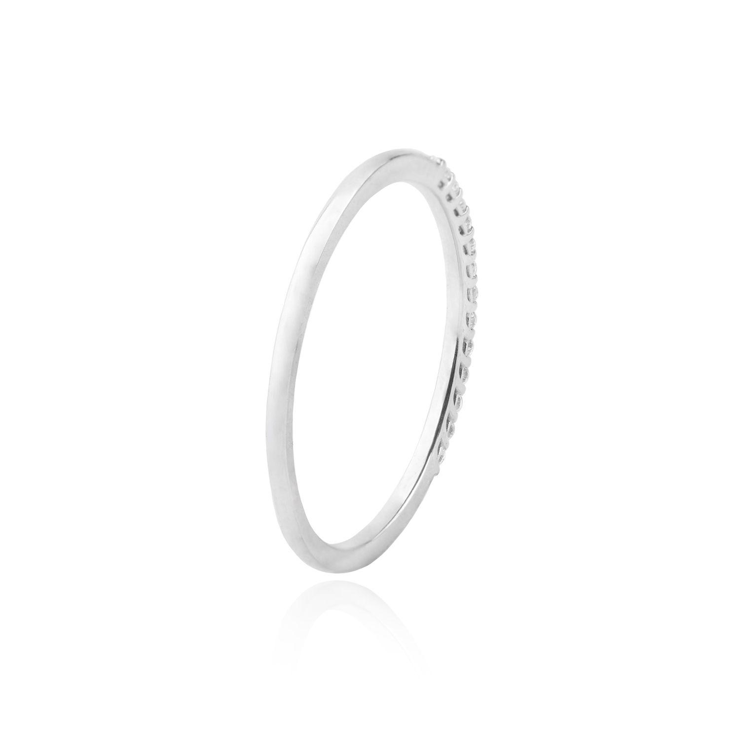 Anillo Oro Blanco 18kt Diamantes 12Pts Medio Cintillo-2
