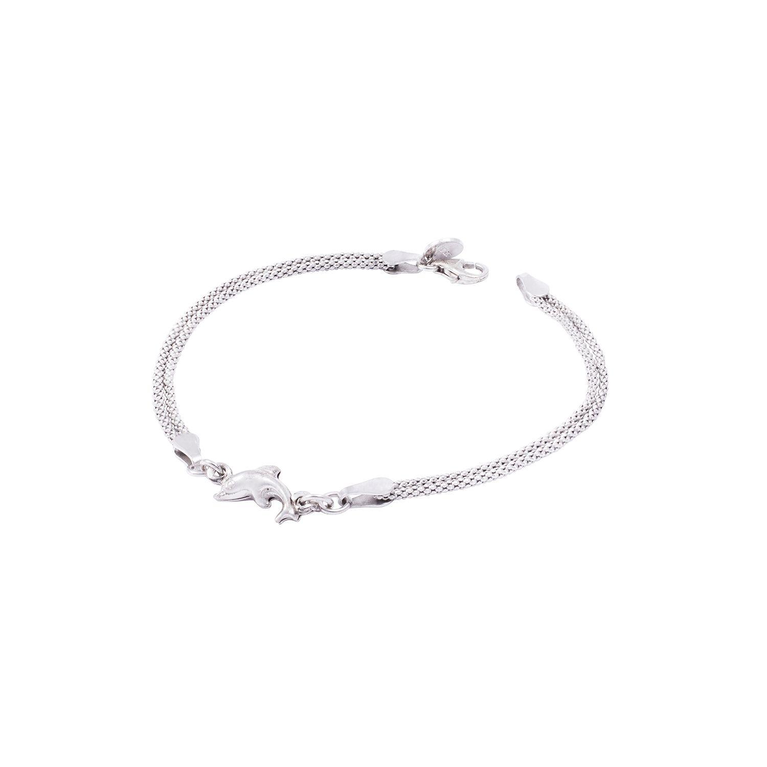 Pulsera de Plata Esterlina 925 Amuleto de Delfín-2