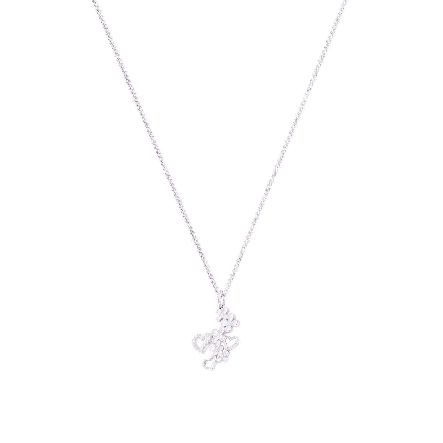 Colgante Oro Blanco 18kt Flores y Corazones-2