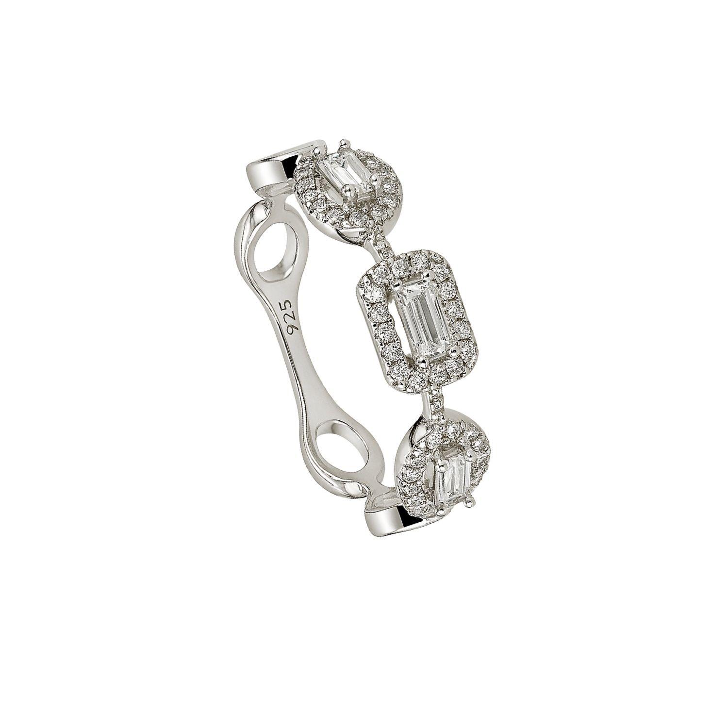 Anillo de Plata Esterlina 925 Triada con Circonita-2