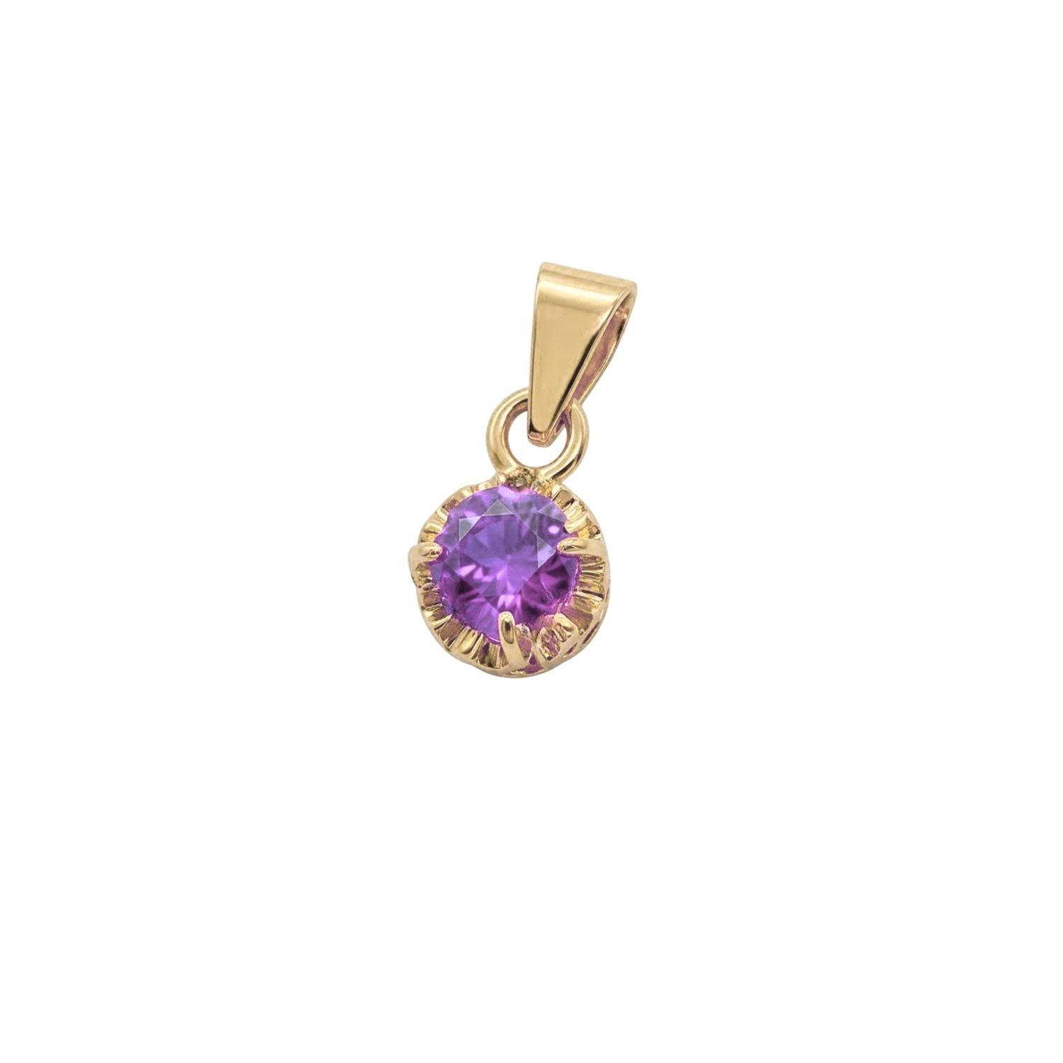 Colgante Oro Miel 18kt Sol con Garras de Amatista 4mm-0