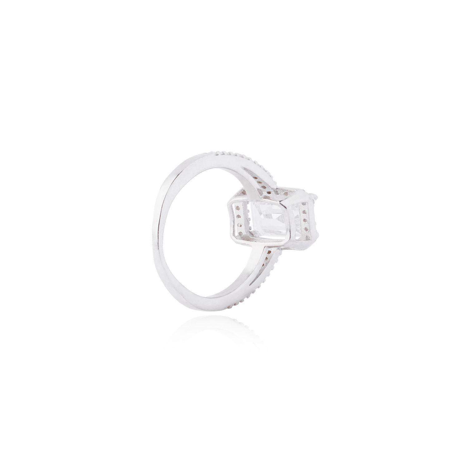 Anillo de Plata Esterlina 925 Circon Rectangular-1