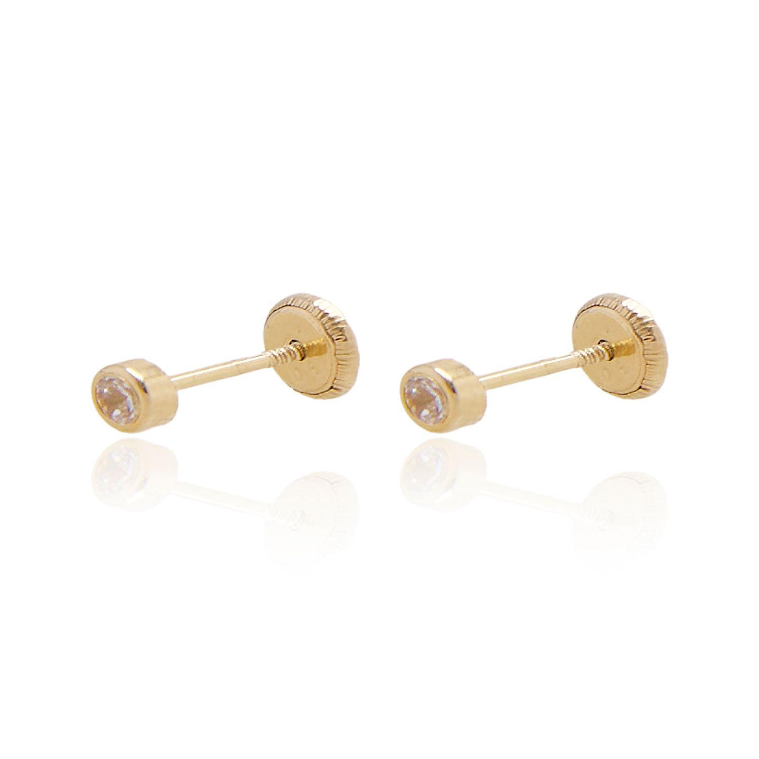 Aros de Oro 18kt Circón Rosa-2