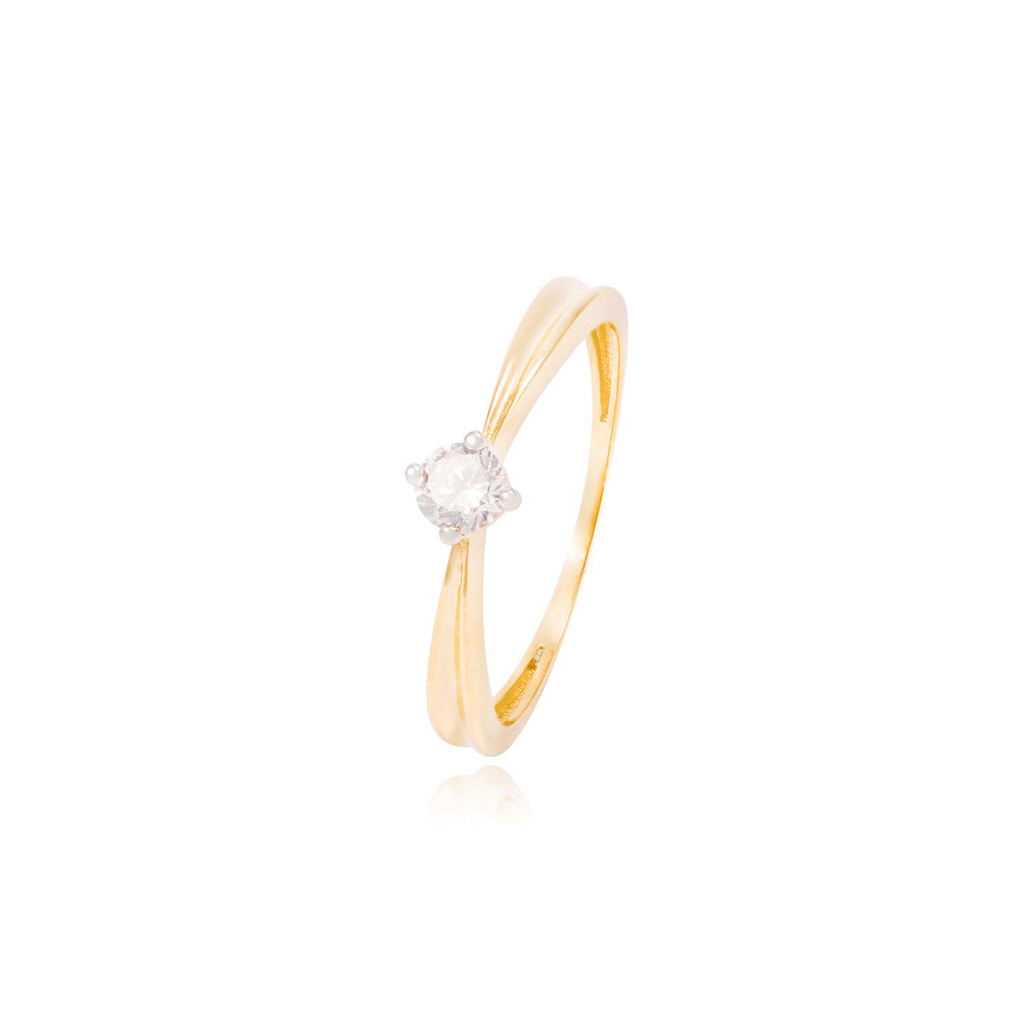 Anillo de Oro 18kt Solitario Circón 3.0 mm-0