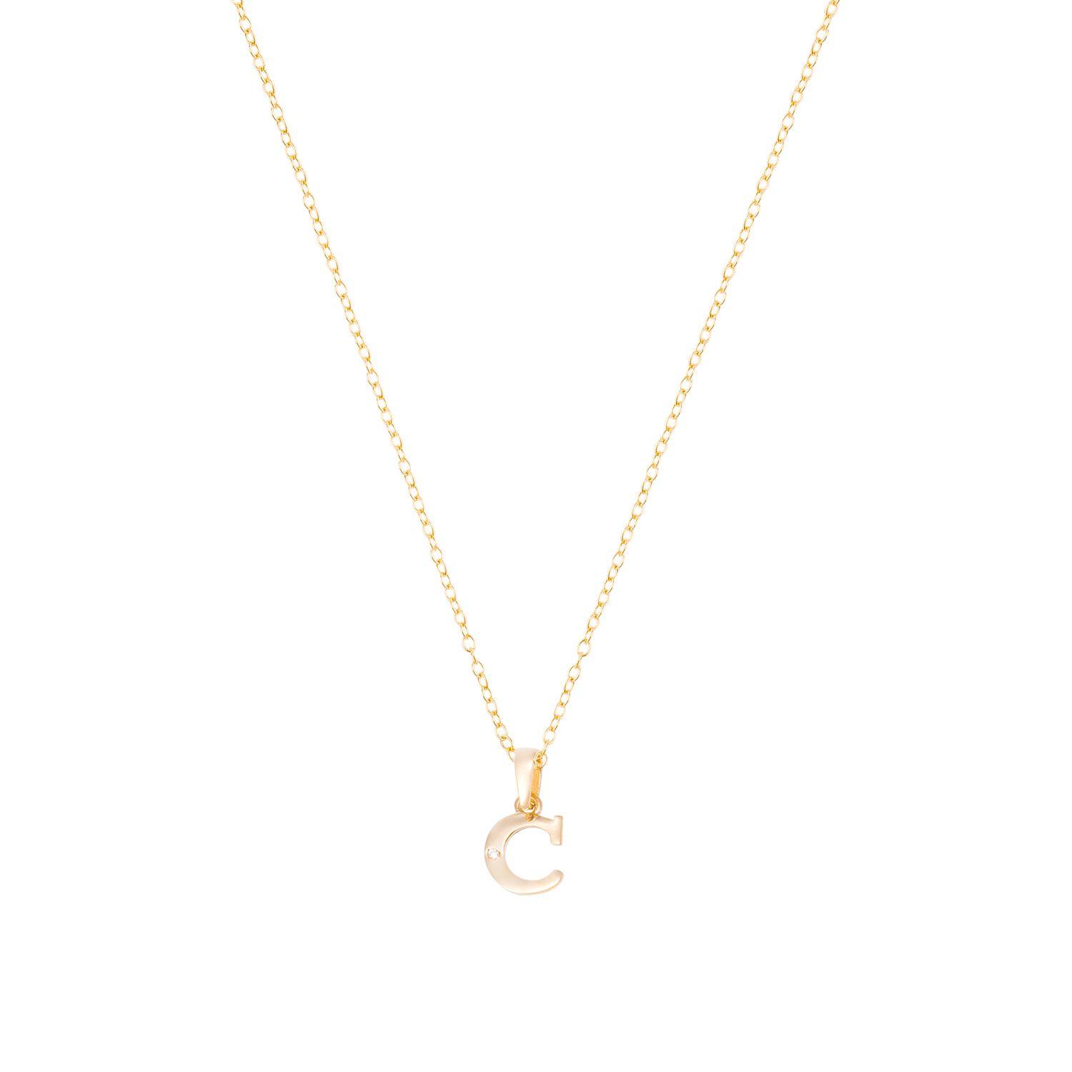 Collar de Oro de 18kt Circonitas letra C-2