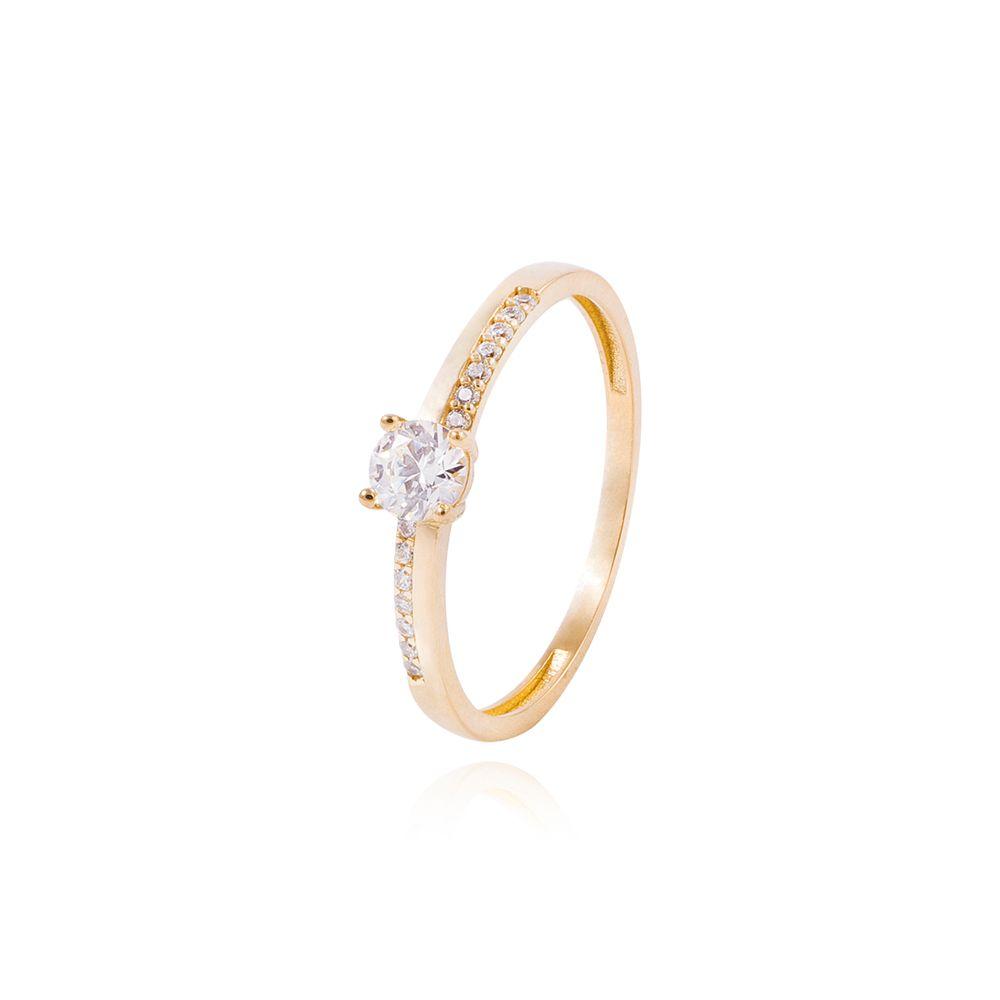 Anillo Compromiso de Oro 18Kt Circon Central 4mm-0
