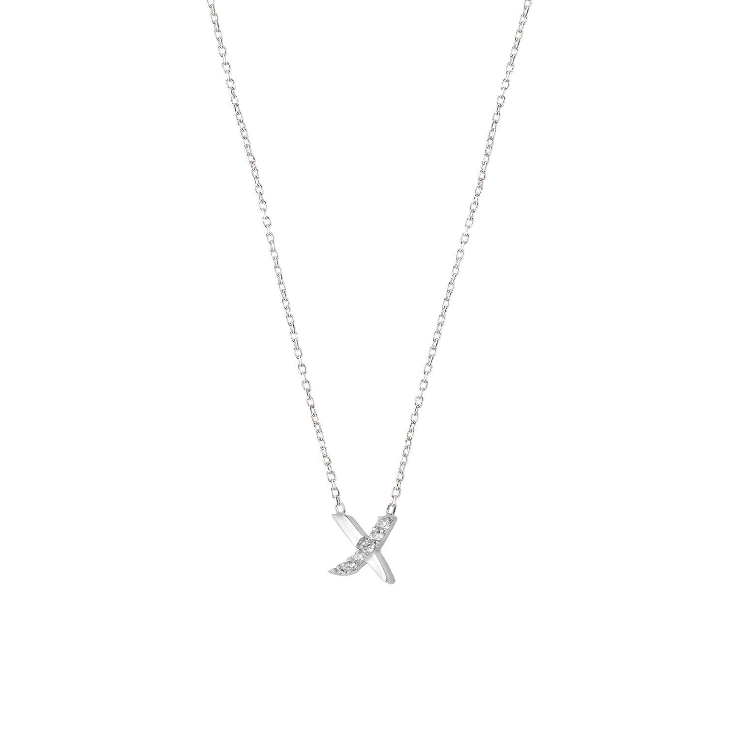 Collar de Plata Esterlina 925 Letra X Circon-0
