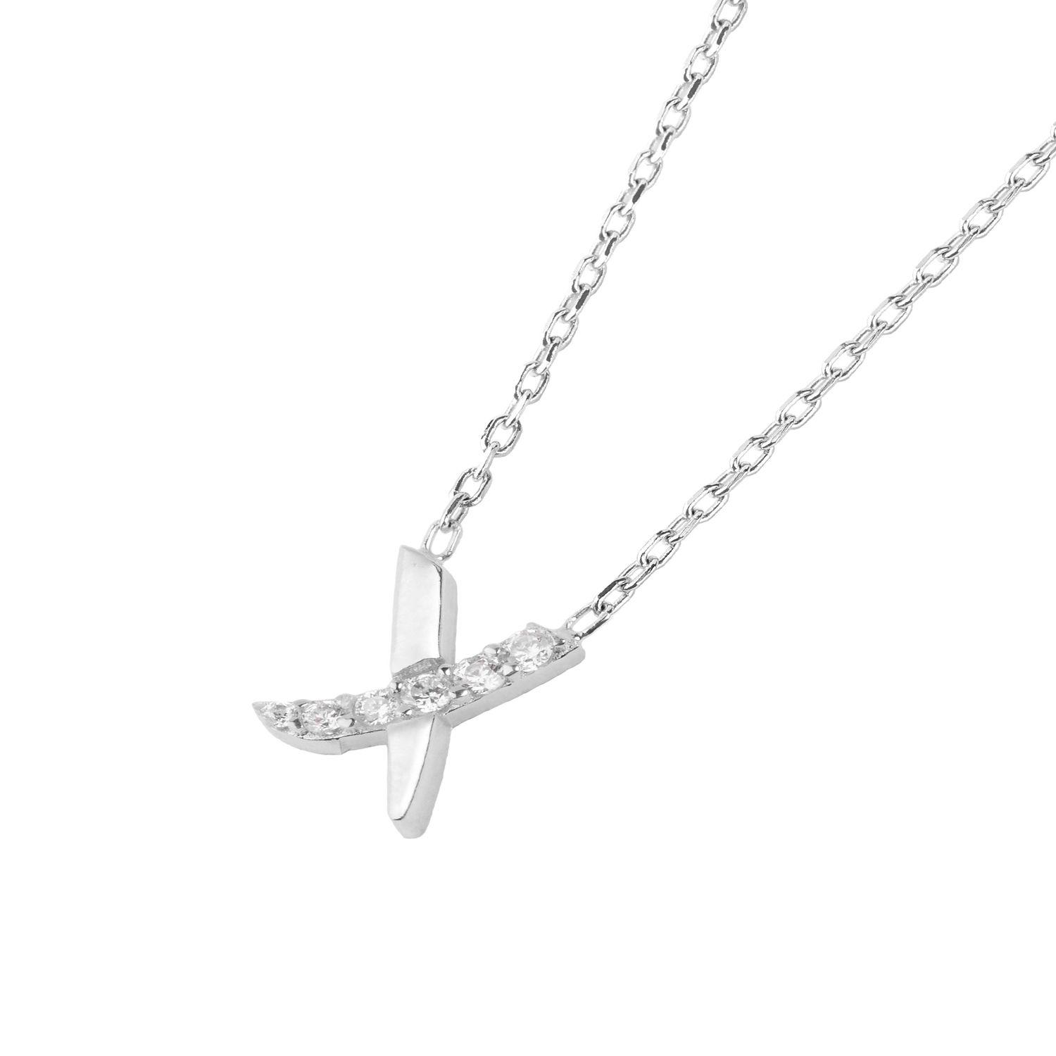 Collar de Plata Esterlina 925 Letra X Circon-1