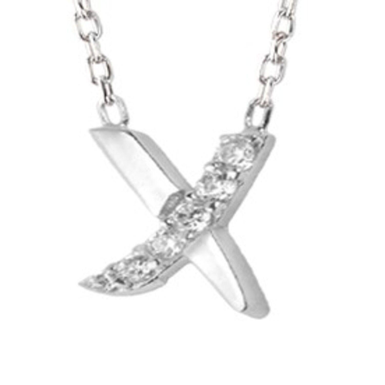 Collar de Plata Esterlina 925 Letra X Circon-2