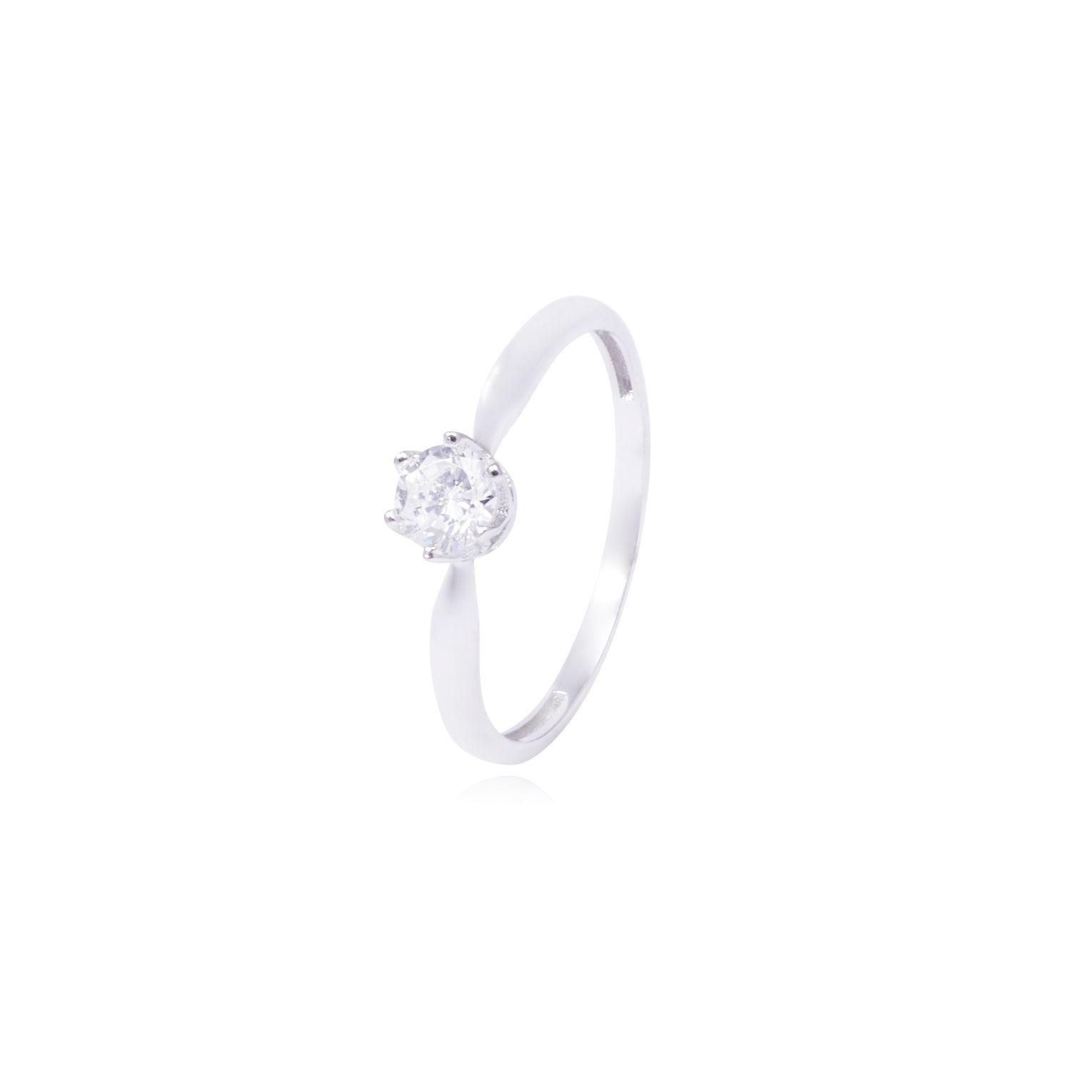 Anillo Oro Blanco 18kt Solitario con Engaste de Corona-0