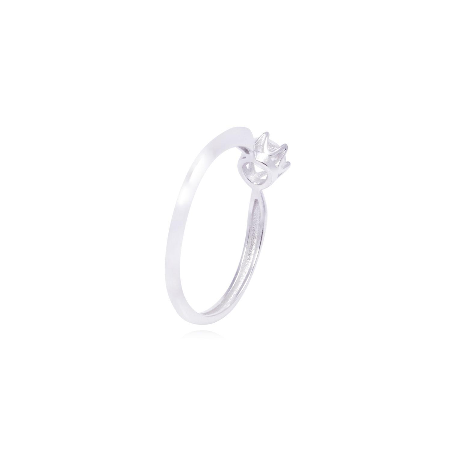 Anillo Oro Blanco 18kt Solitario con Engaste de Corona-2