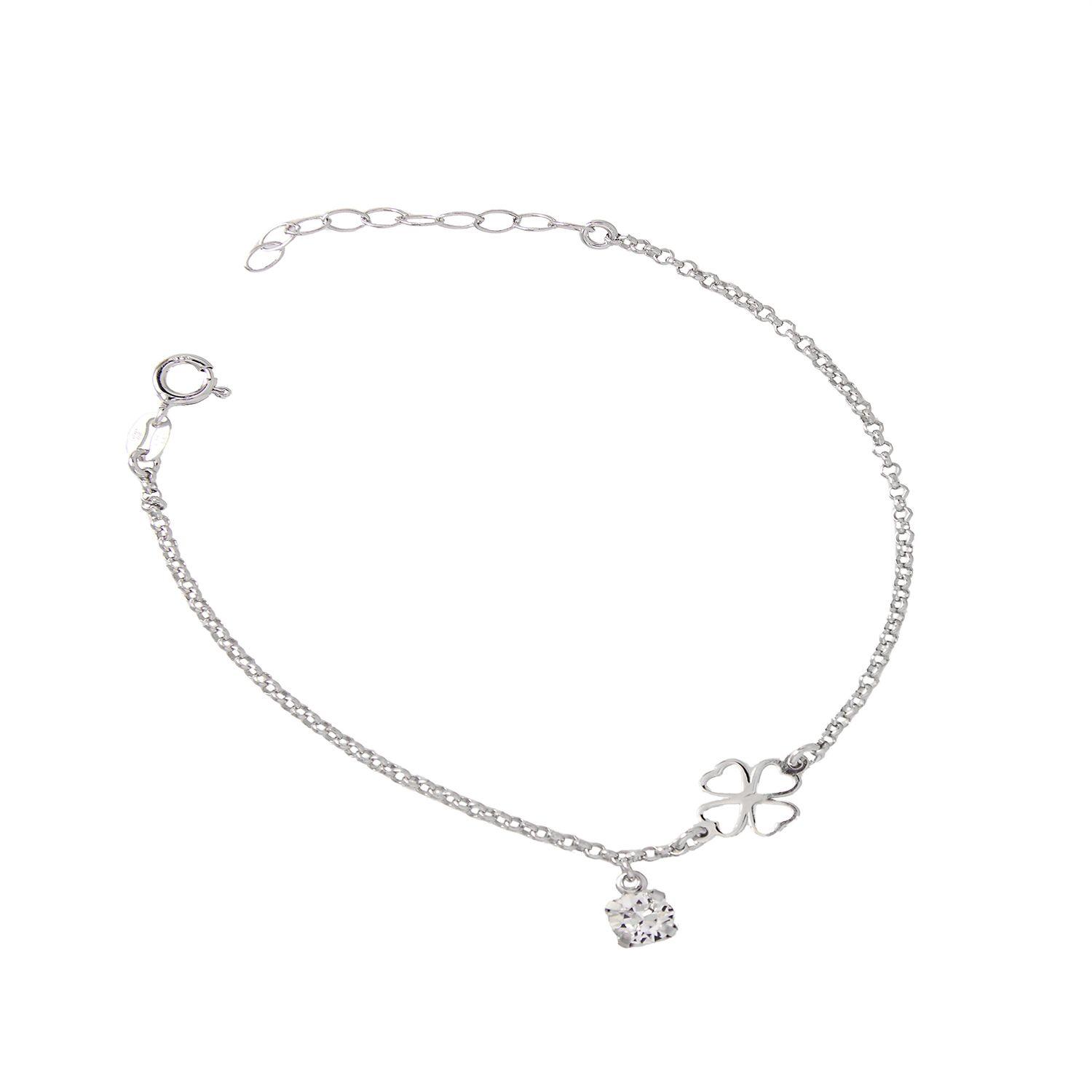 Pulsera de Plata Esterlina 925 Trébol Circonita-2
