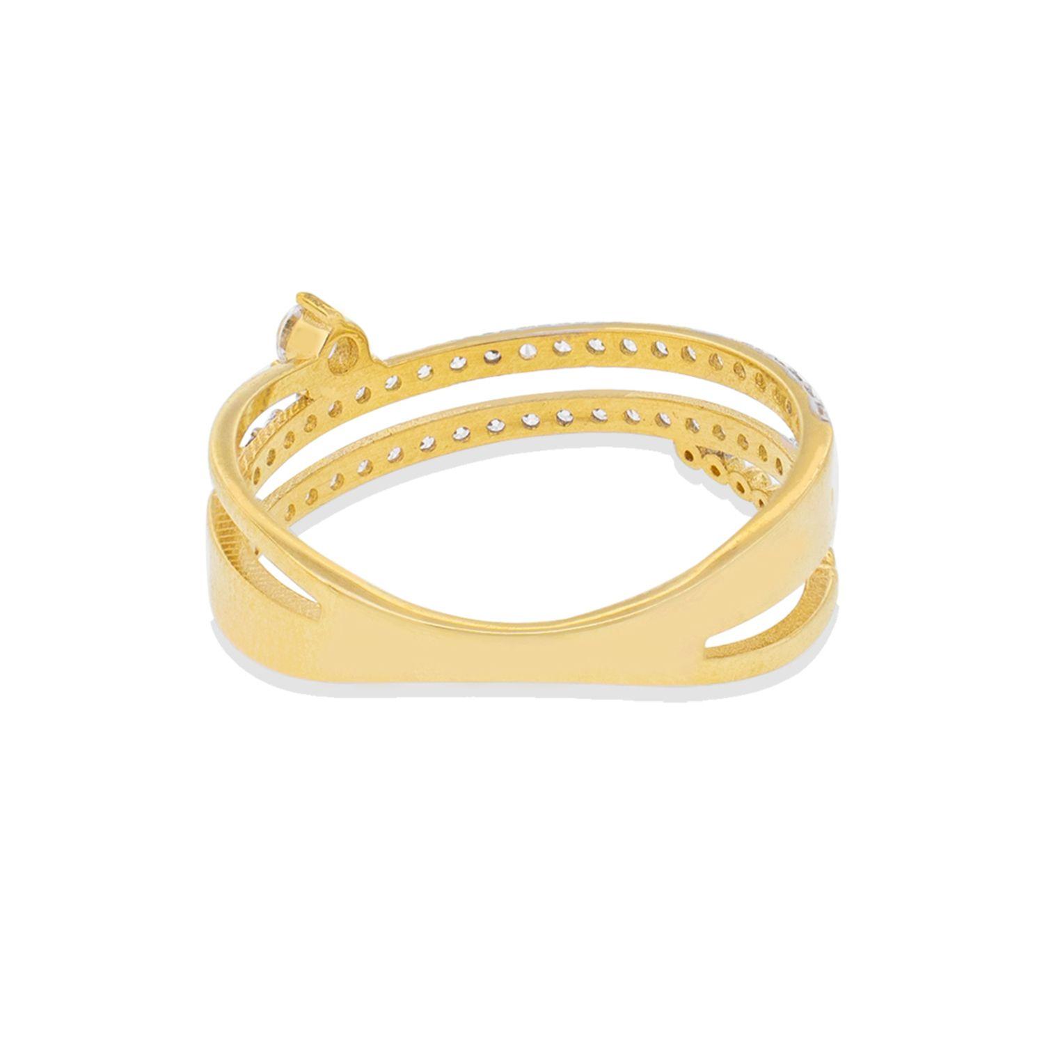 Anillo de Oro 18kt Doble Cintillo Solitario Circón-1