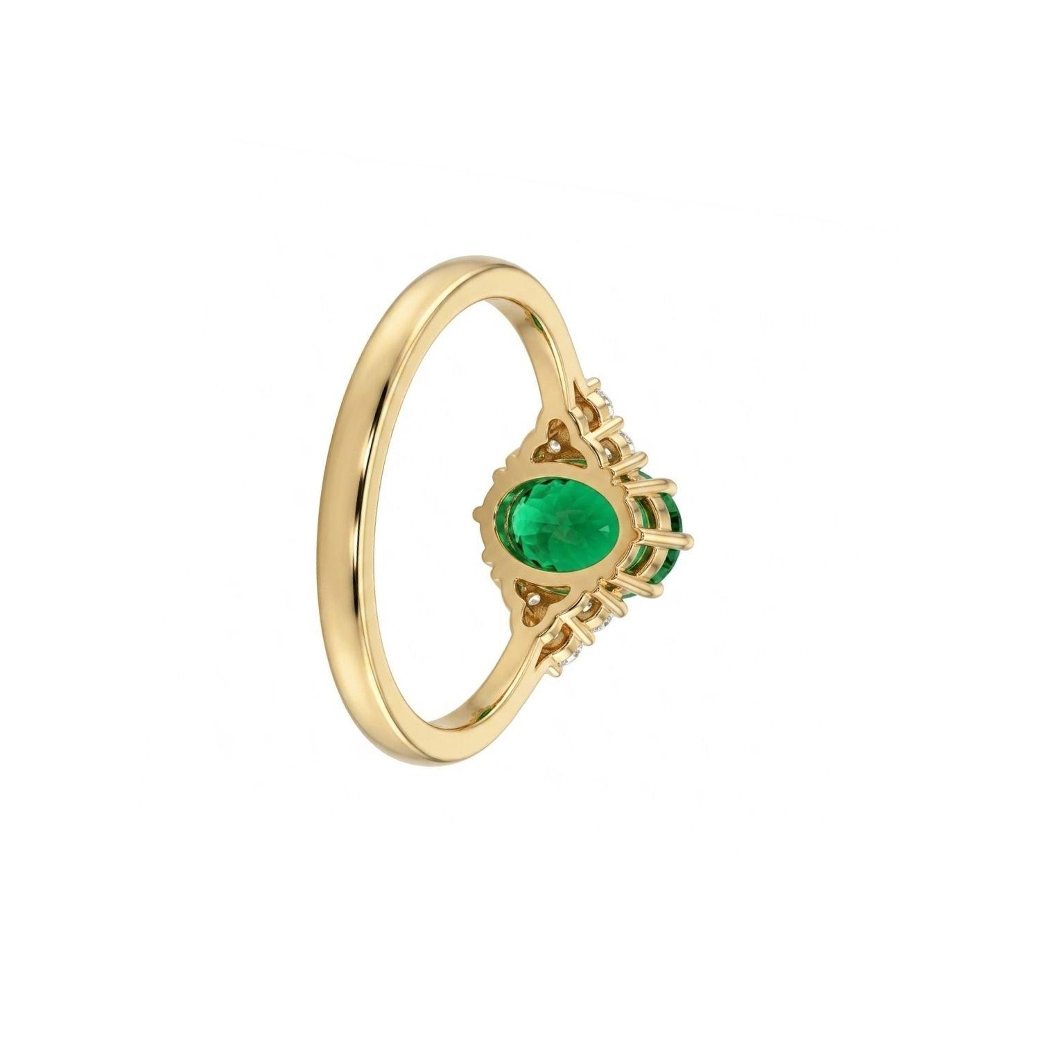 Anillo Oro Miel 18kt Imperial con Esmeraldina y Circonitas-2